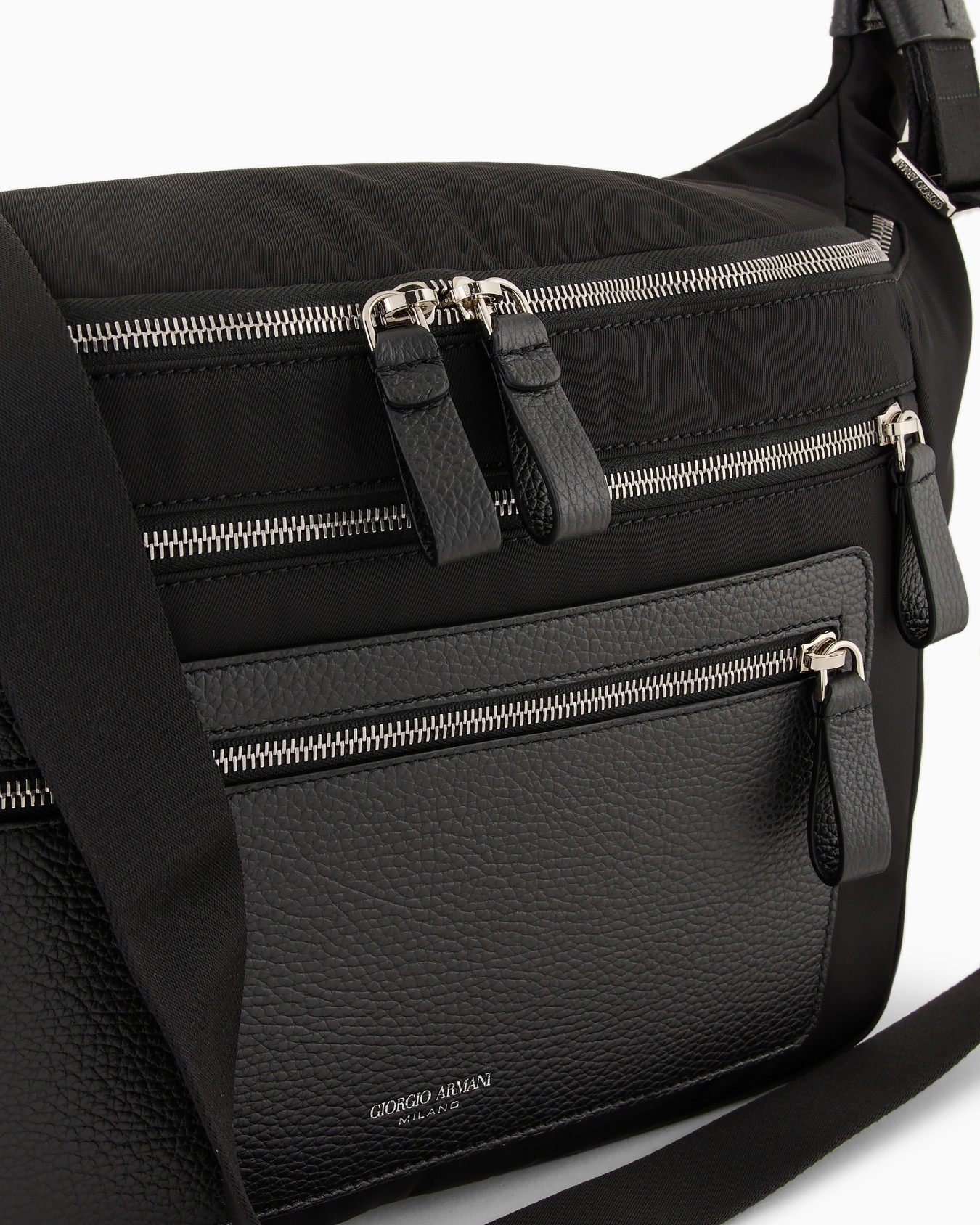 ASV nylon and pebbled leather large crossbody bag Slide 4