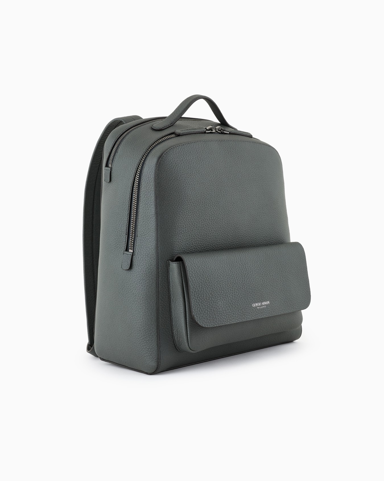 Round leather backpack Slide 1