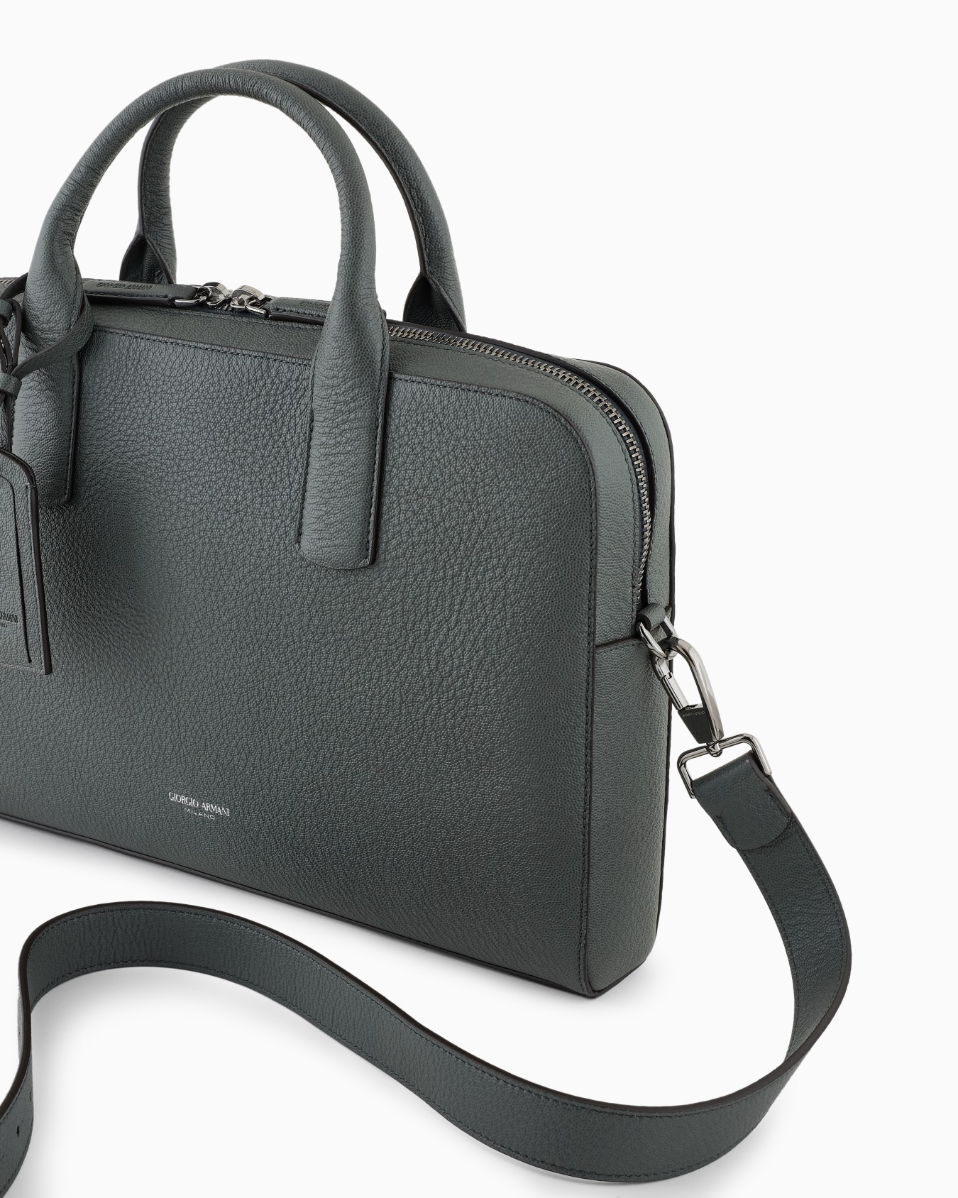 Pebbled leather briefcase Slide 4
