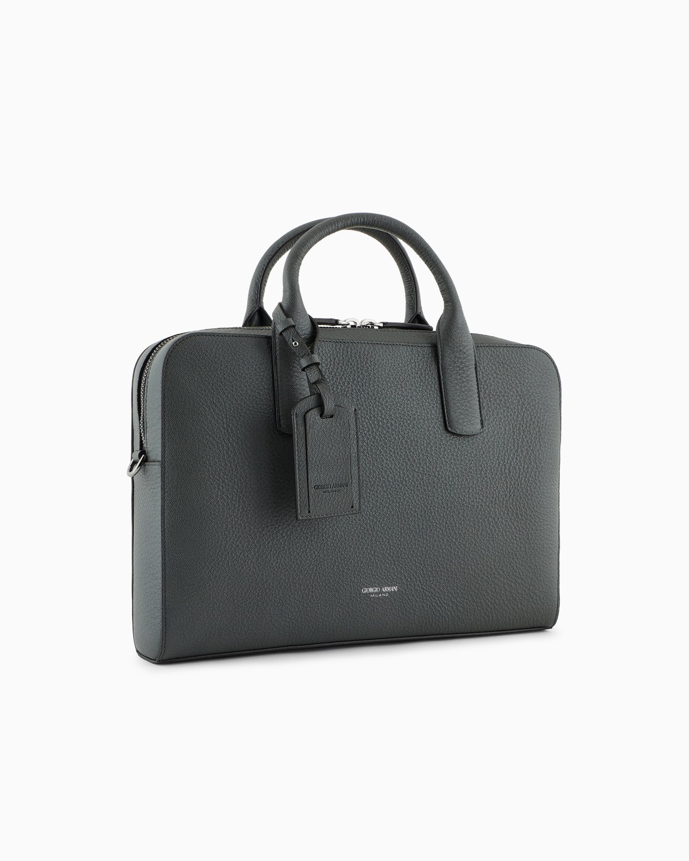 Pebbled leather briefcase Slide 1