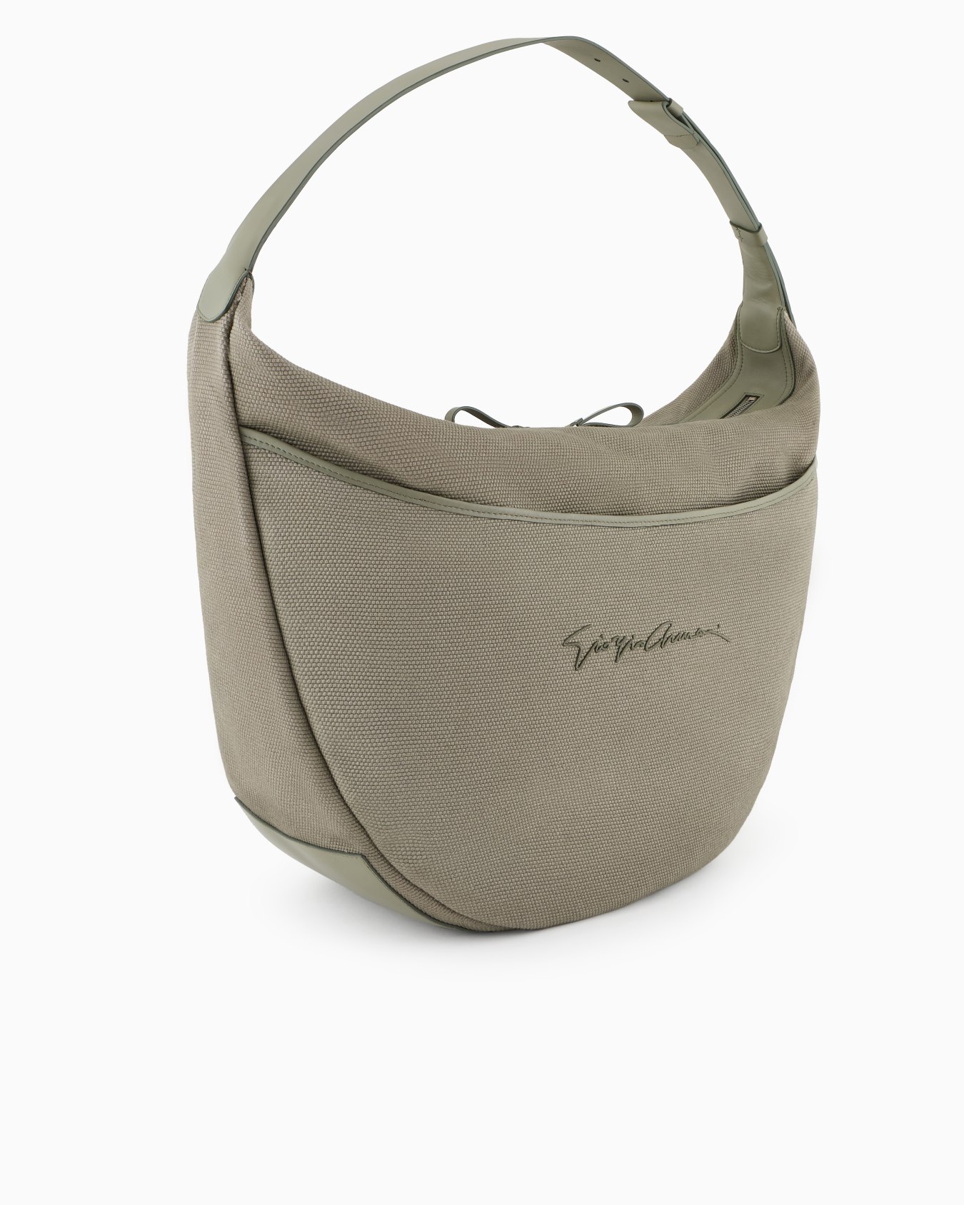Grand sac à bandoulière demi-lune en toile Diapositive 1