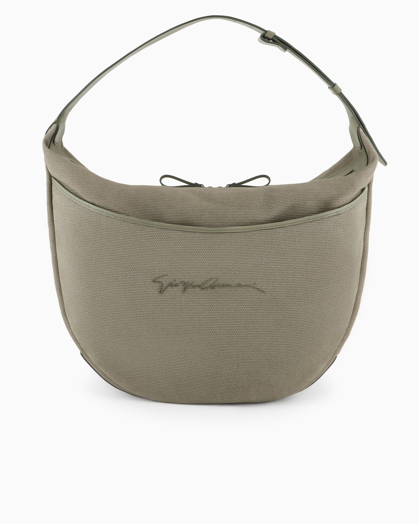 Grand sac à bandoulière demi-lune en toile Diapositive 0