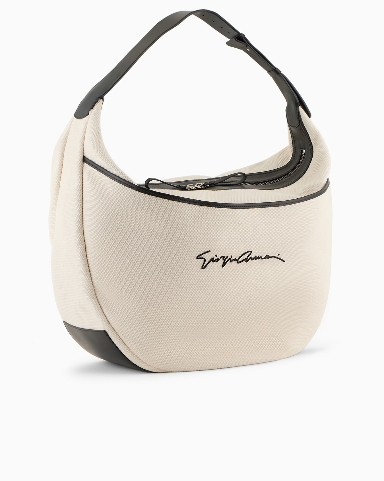 Grand sac à bandoulière demi-lune en toile Diapositive 1