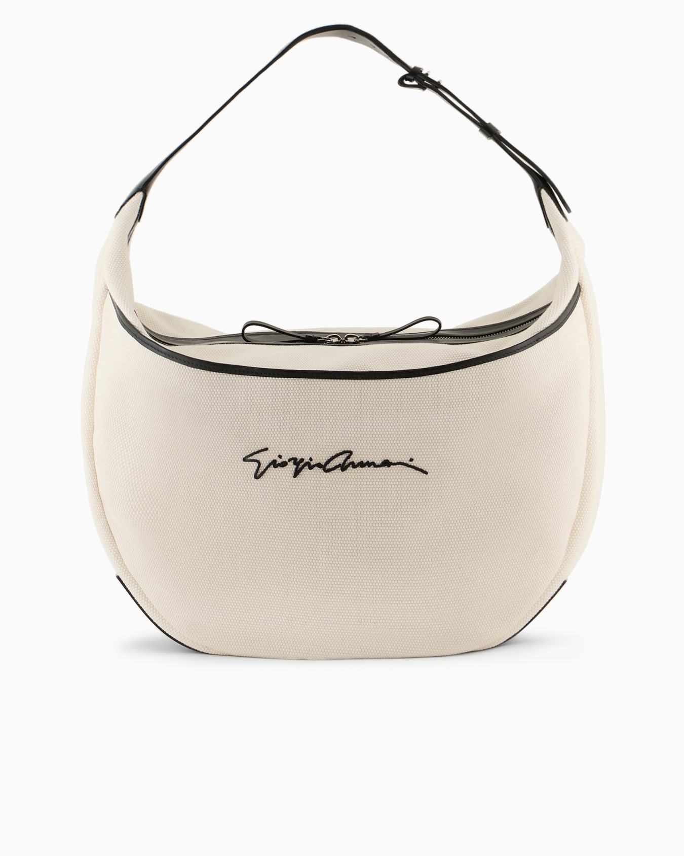Grand sac à bandoulière demi-lune en toile Diapositive 0