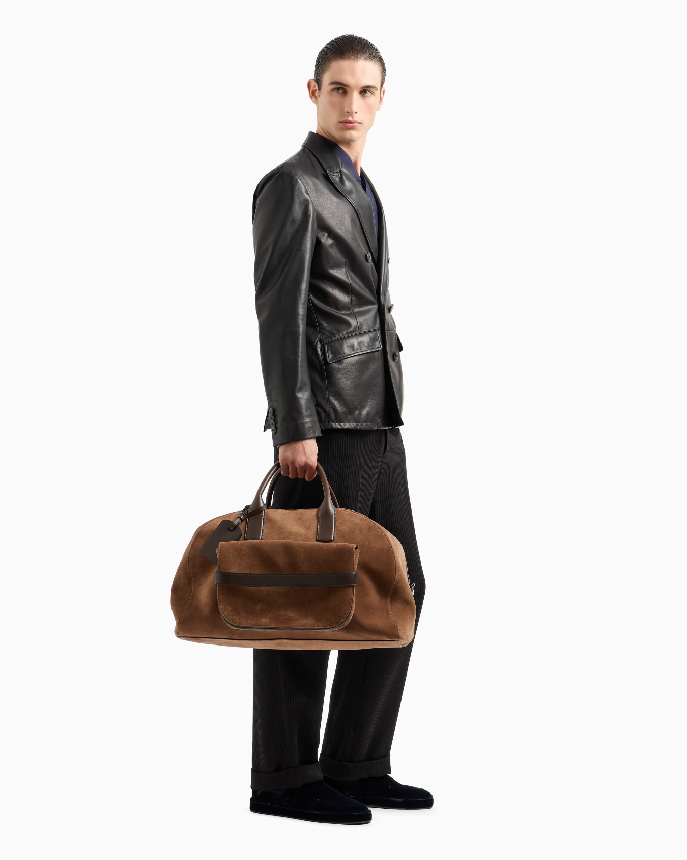 Suede and leather duffel bag Slide 5