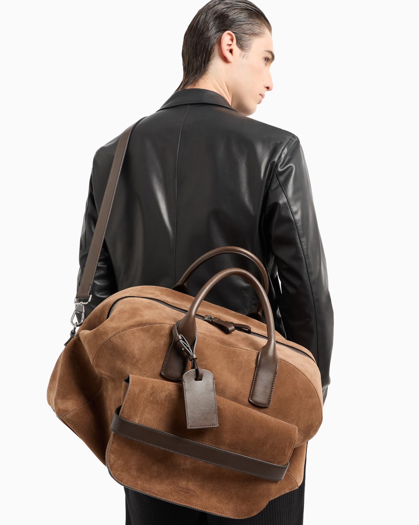 Suede and leather duffel bag Slide 6