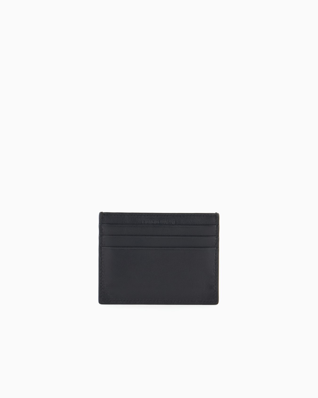 Nappa leather card holder with embroidered logo Slide 1