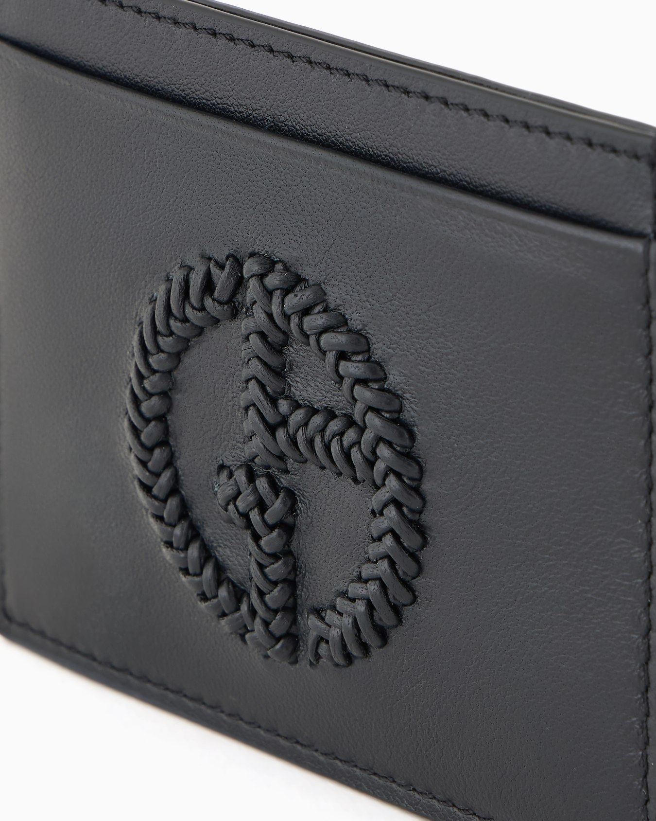 Nappa leather card holder with embroidered logo Slide 2