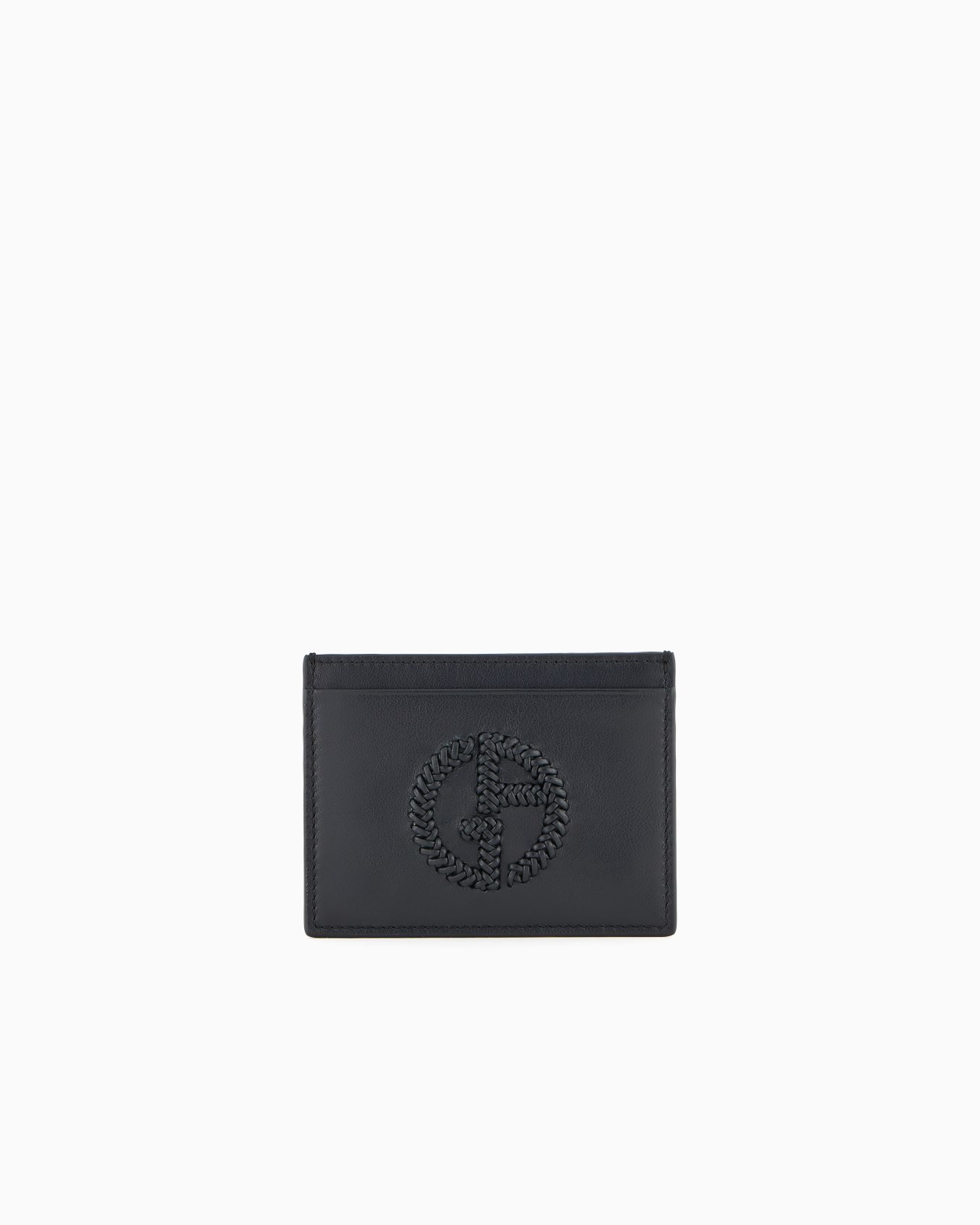 Nappa leather card holder with embroidered logo Slide 0