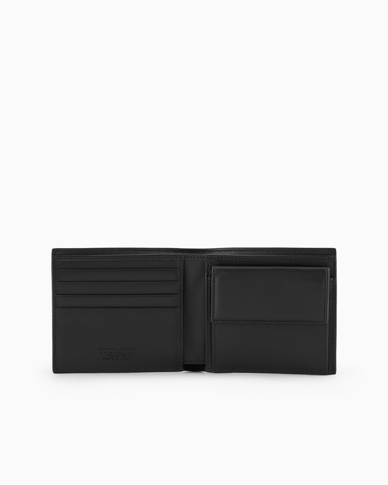 Leather bifold wallet with coin purse with embroidered logo Slide 2
