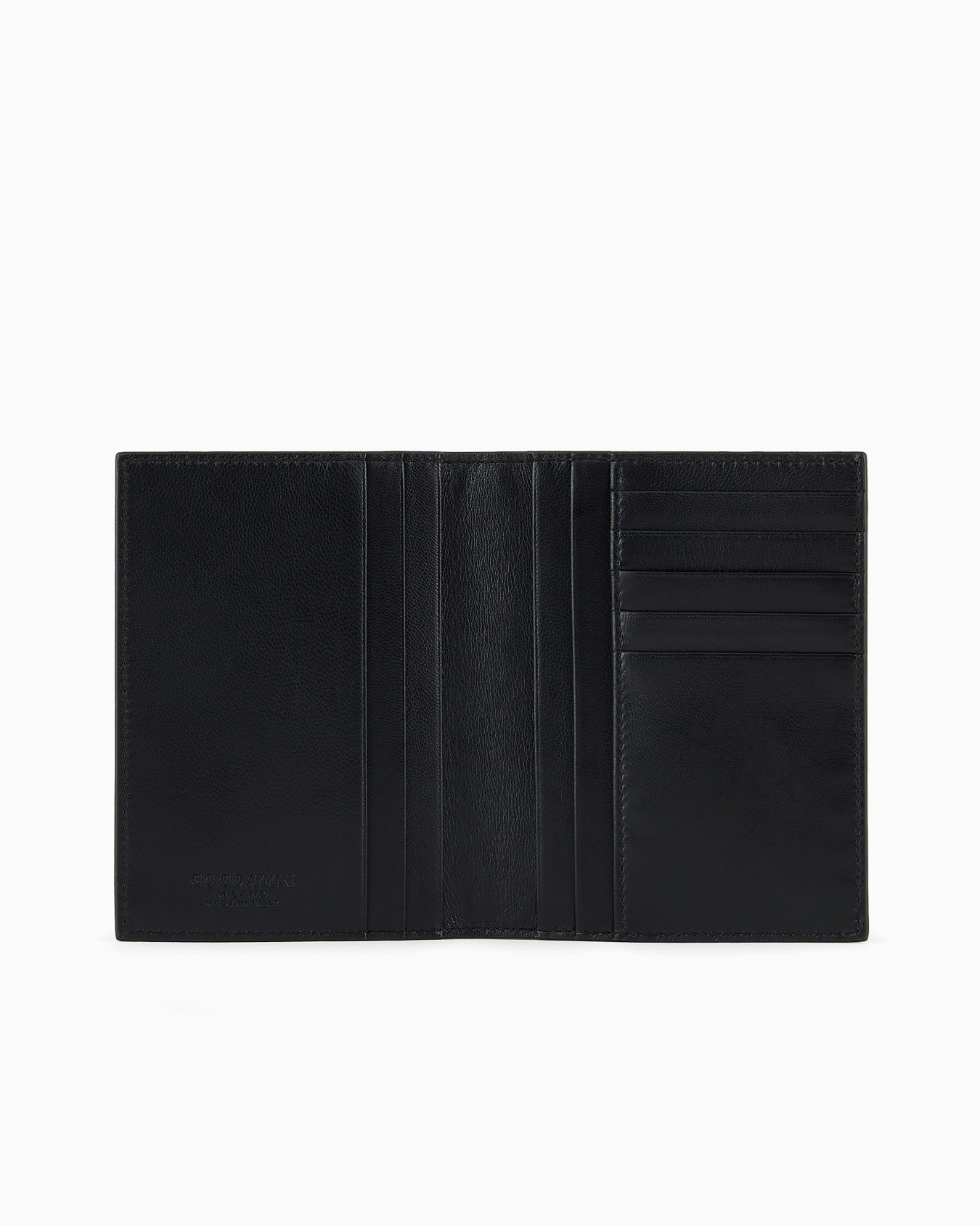 Leather bifold passport holder with embroidered logo Slide 2
