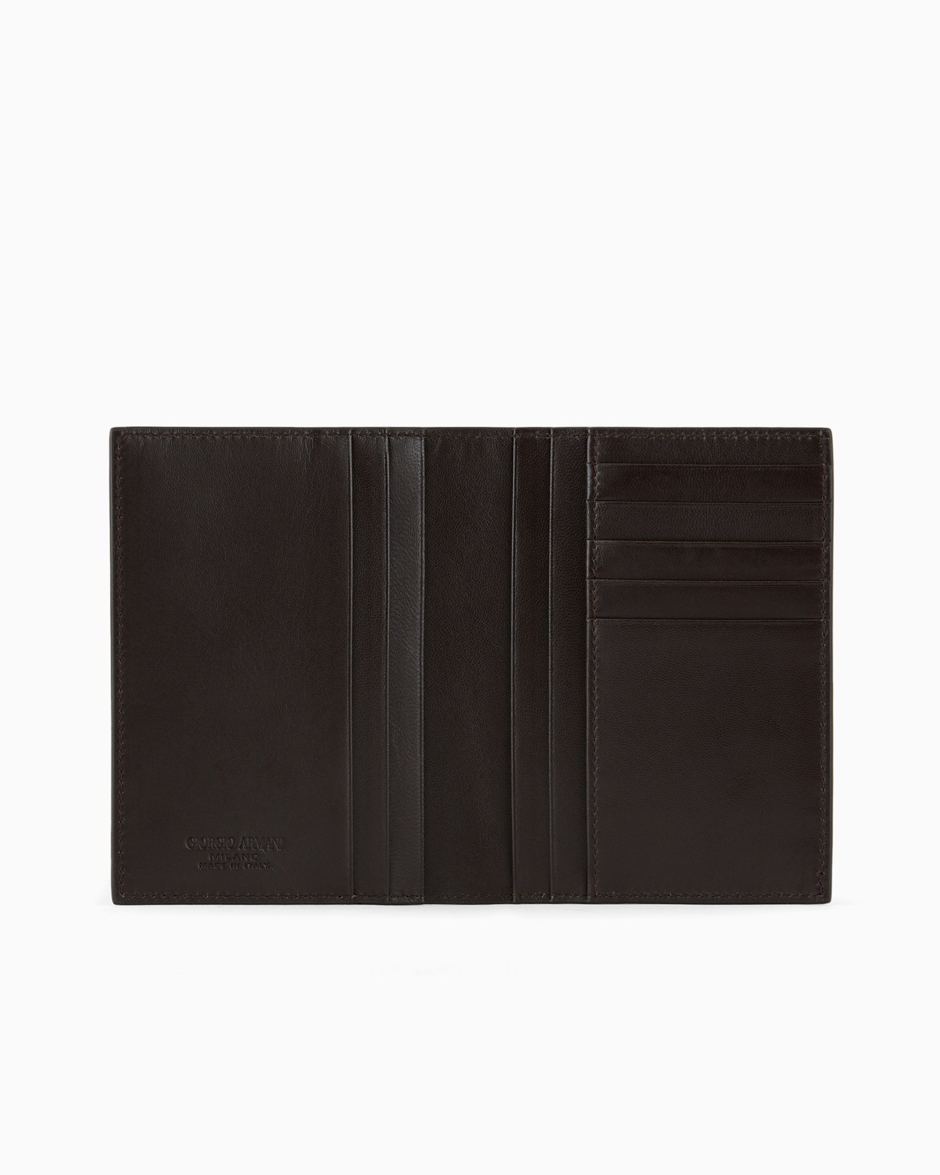 Leather bifold passport holder with embroidered logo Slide 2