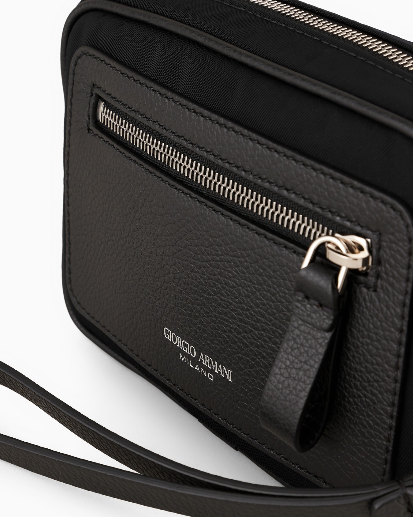Nylon and pebbled leather pochette Slide 3