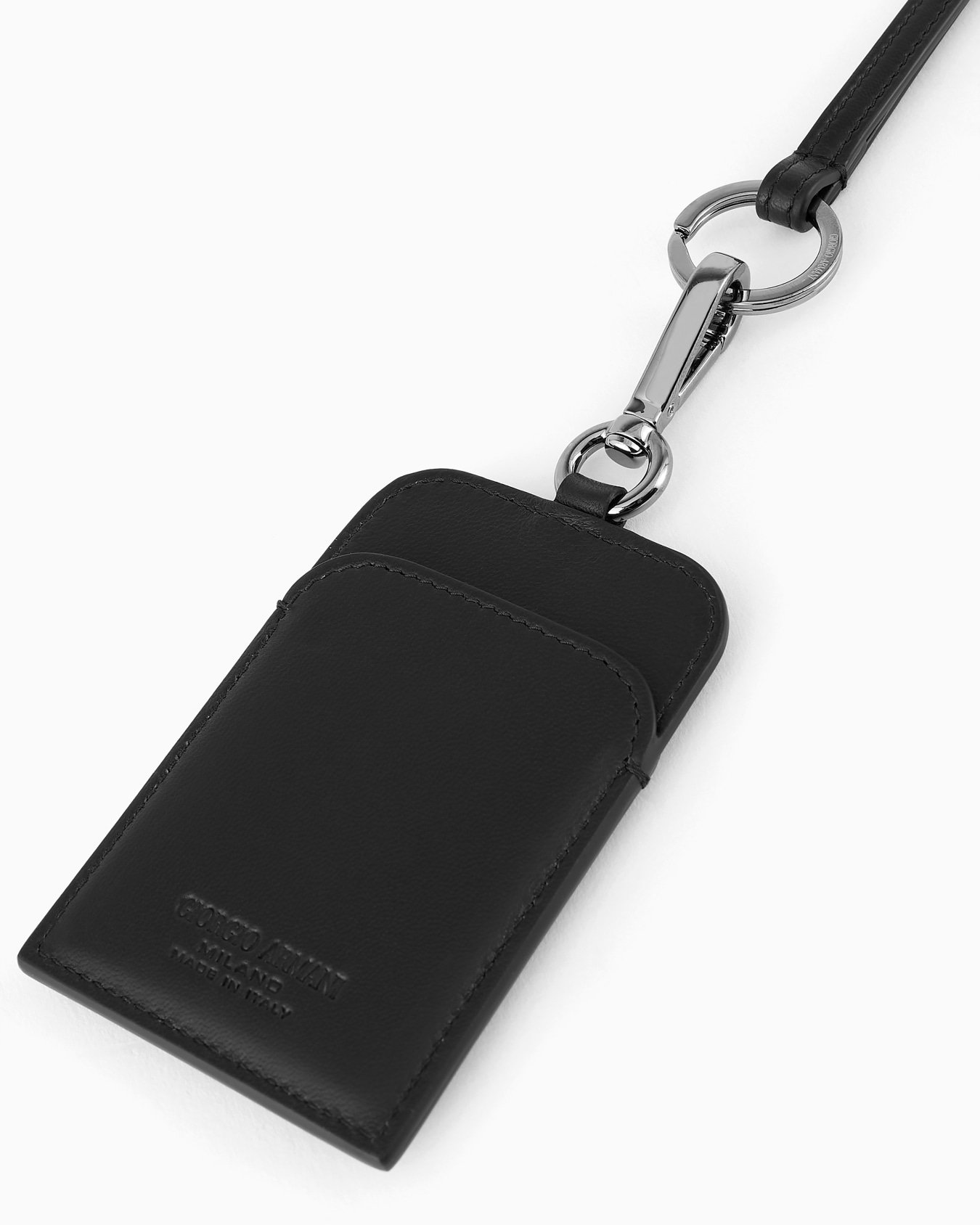 Leather badge holder with embroidered logo Slide 2