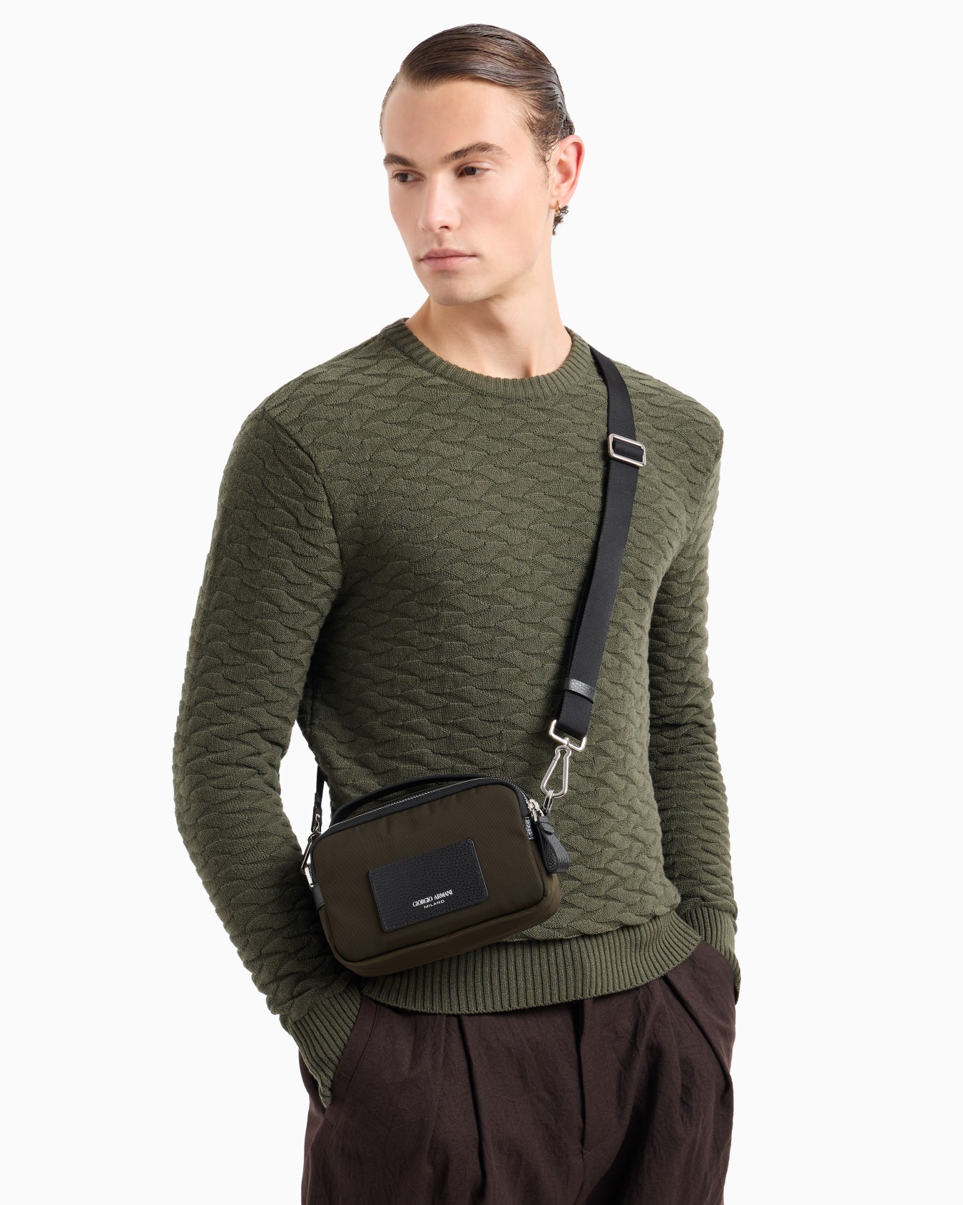 Mini sac porté croisé en nylon et cuir ASV Diapositive 5