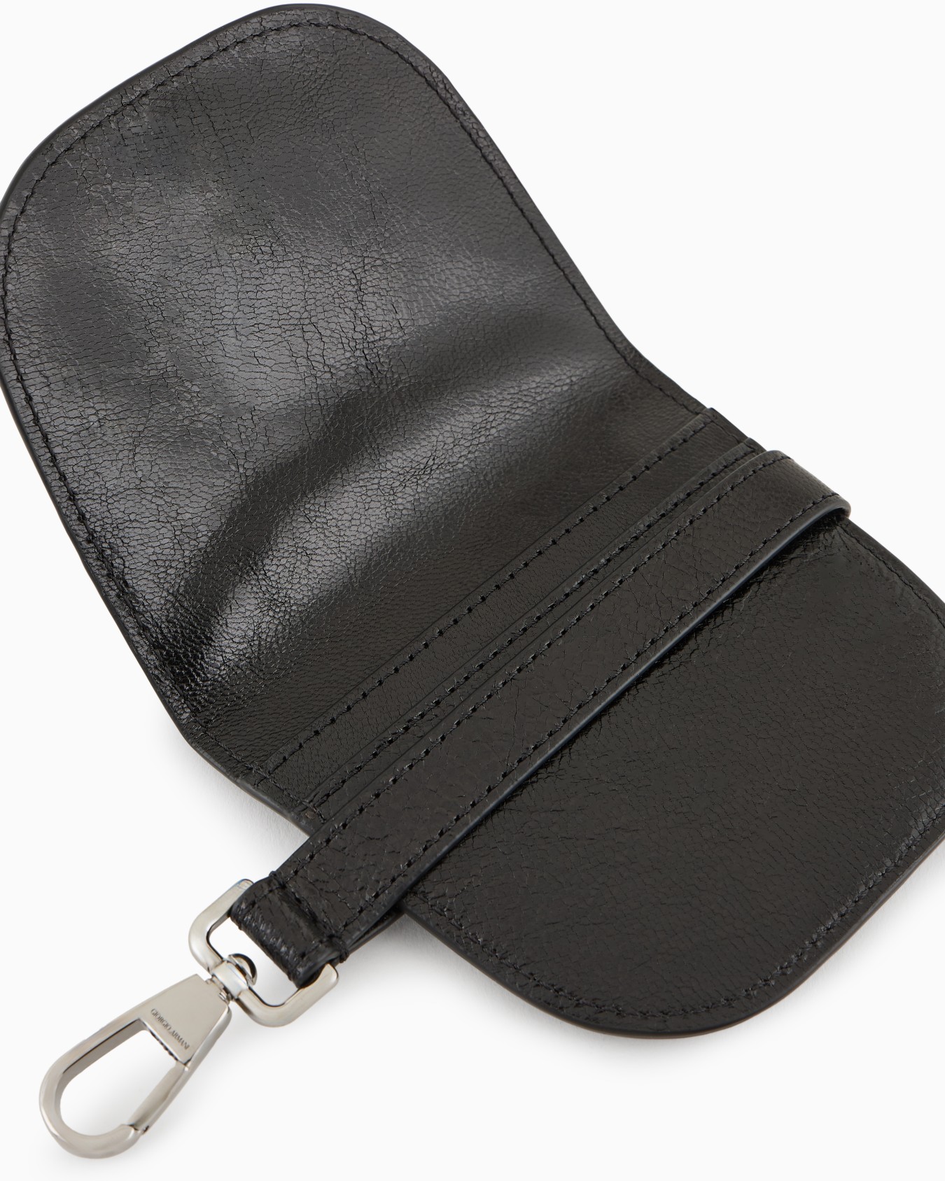 Vintage-effect leather clutch card case Slide 2