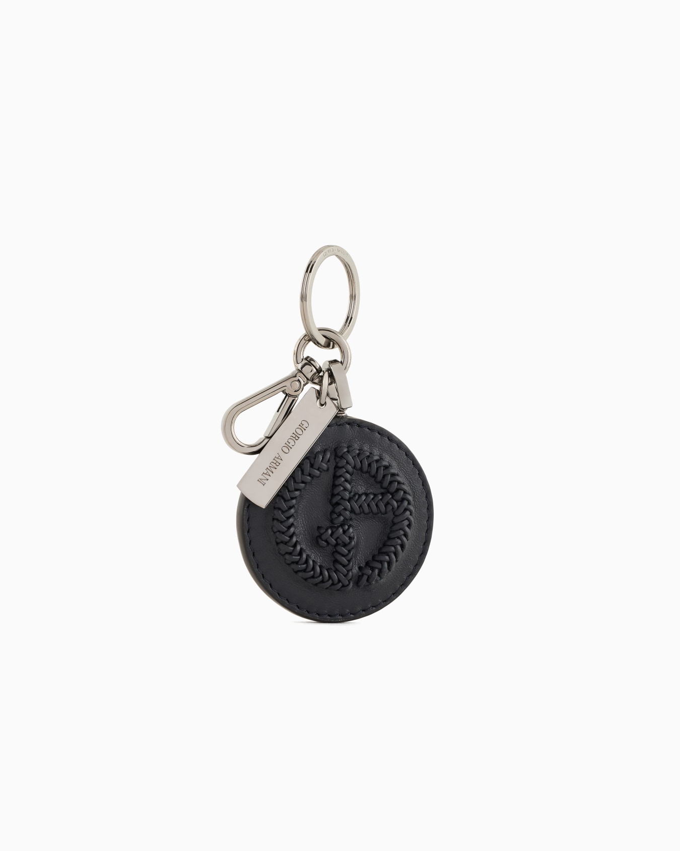 Porte-clés en cuir nappa avec logo brodé Diapositive 0
