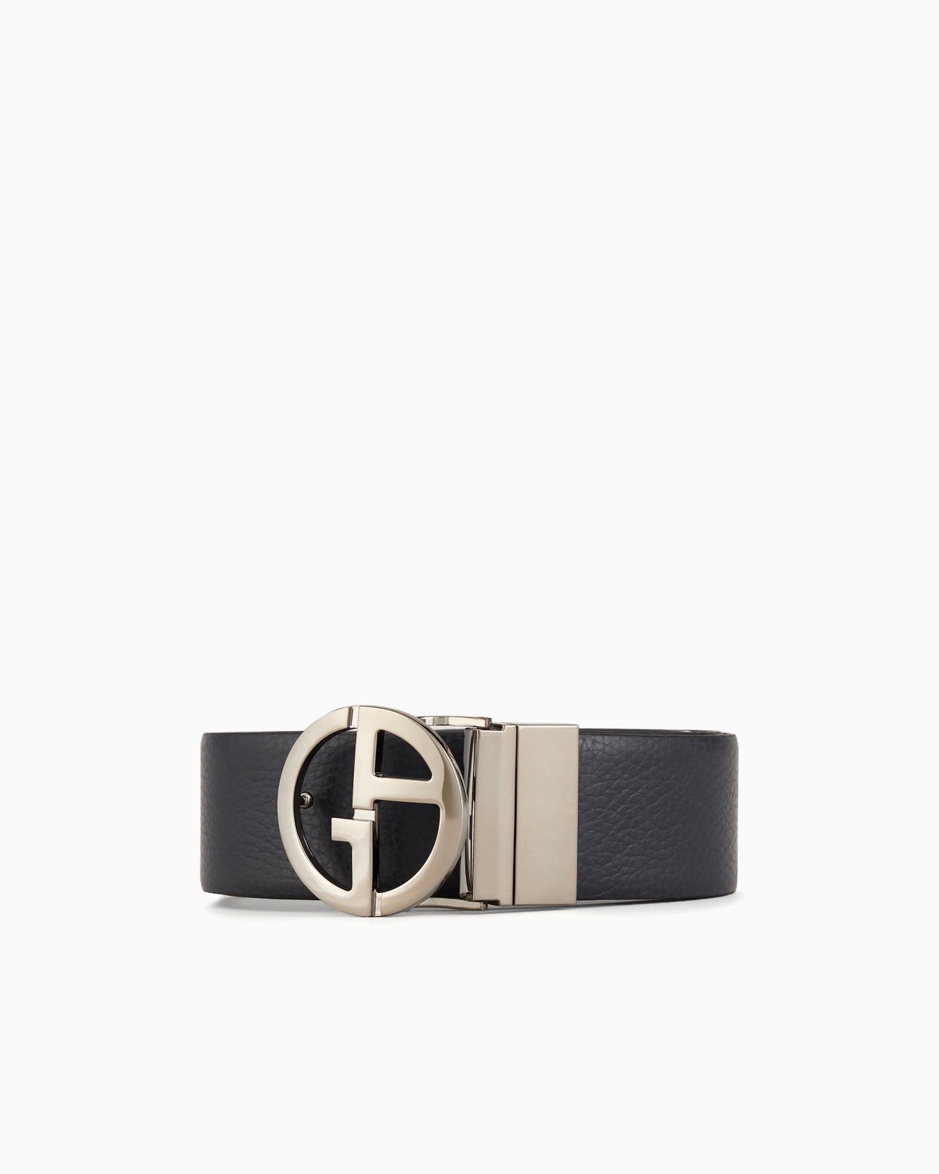Reversible belt in smooth and pebbled leather Slide 0