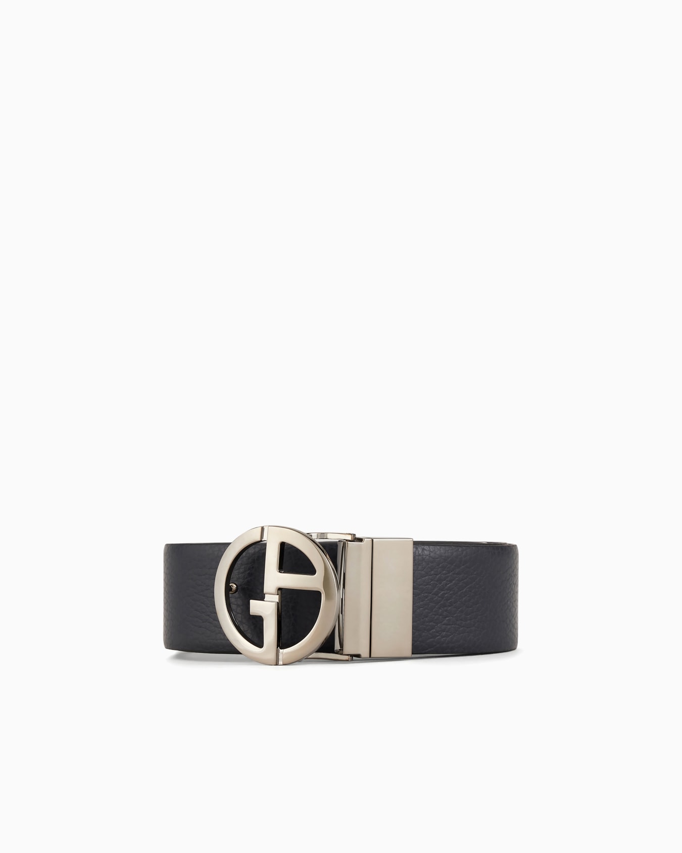 Reversible belt in smooth and pebbled leather Slide 0