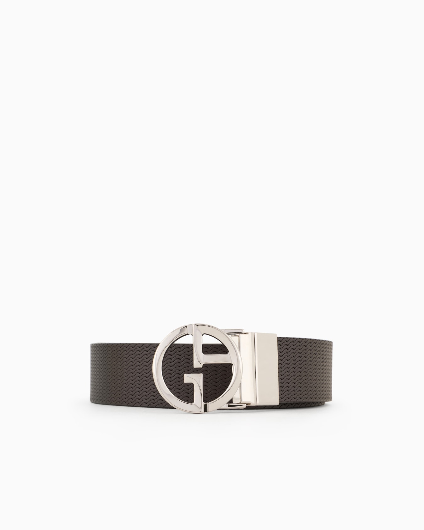 Printed leather belt with logo Slide 0