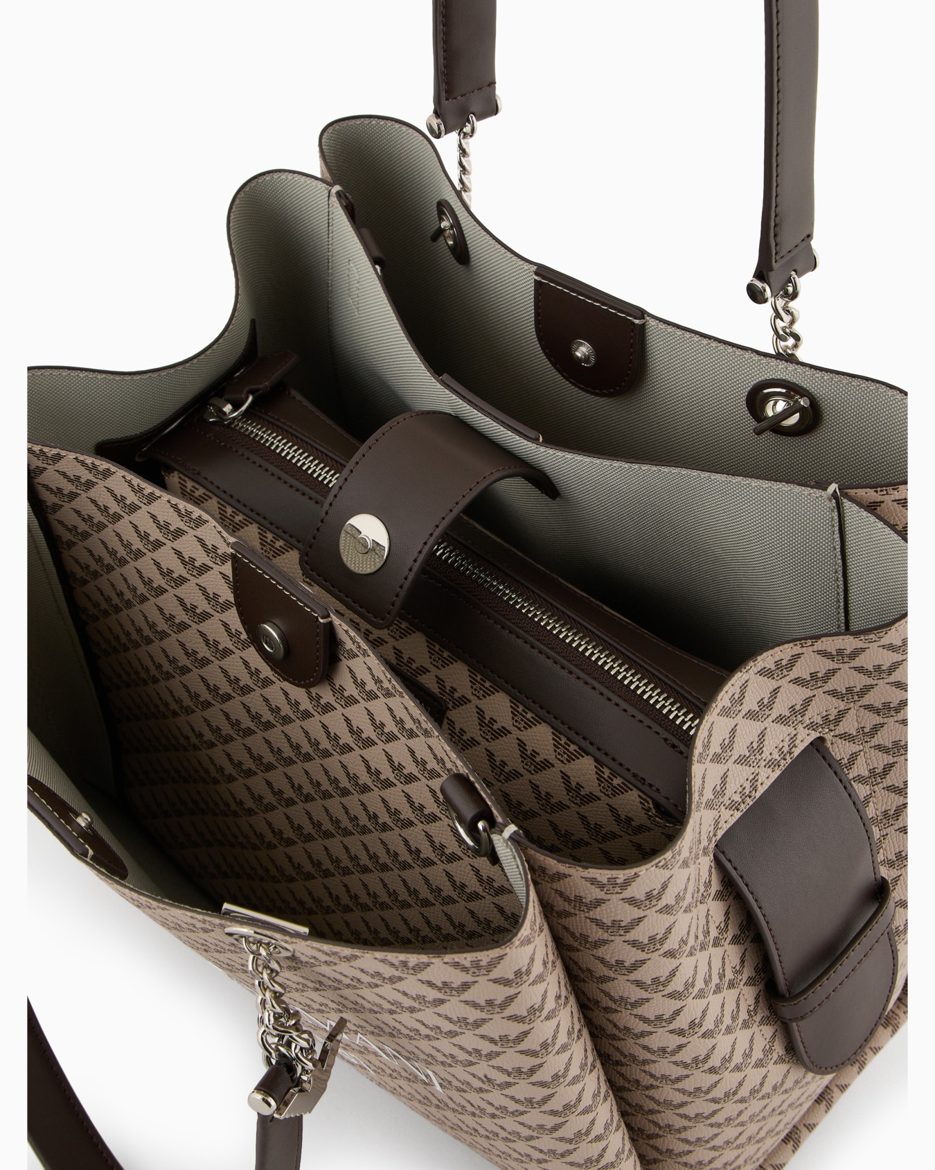All-over eagle shopper bag with eagle charm Slide 3