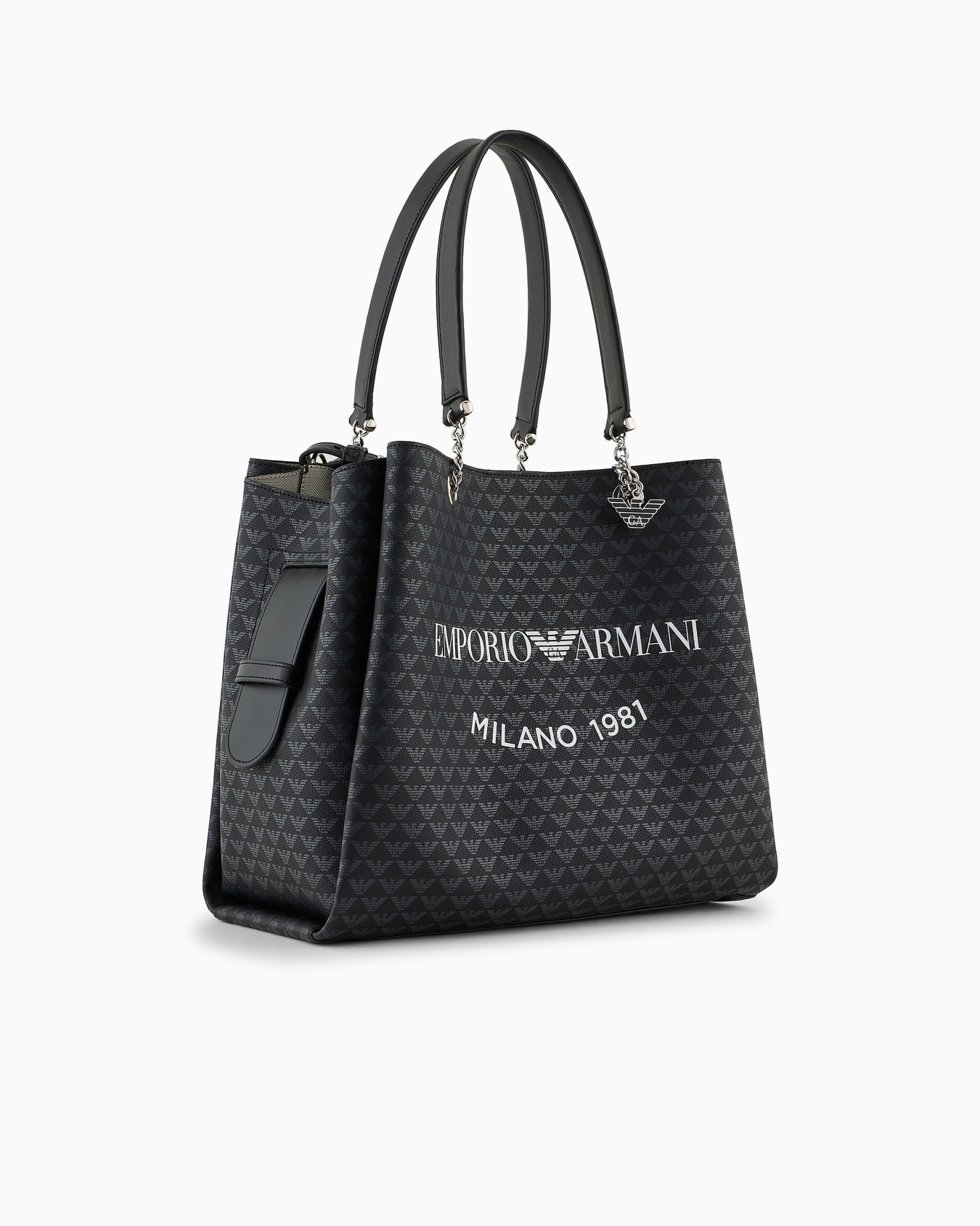 All-over eagle shopper bag with eagle charm Slide 1
