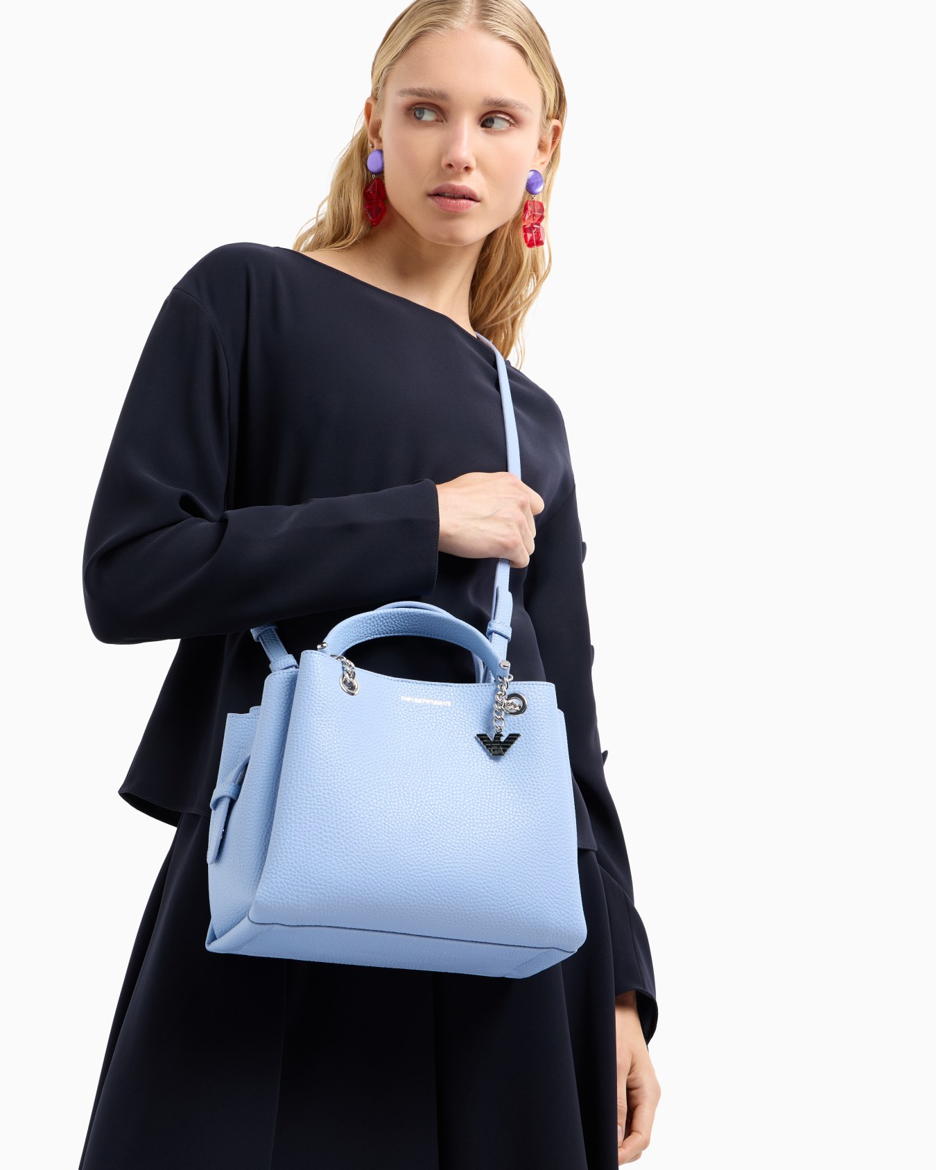 Palmellato leather-effect handbag with eagle charm Slide 6
