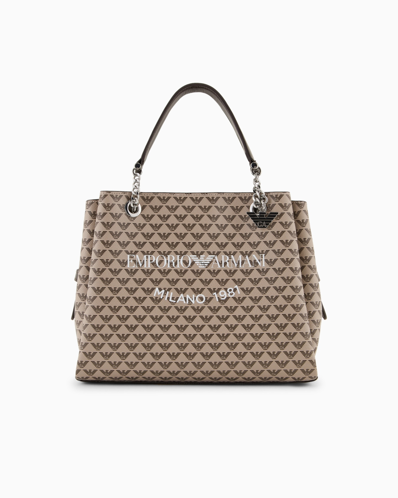 All-over eagle handbag with Milano 1981 logo print Slide 0