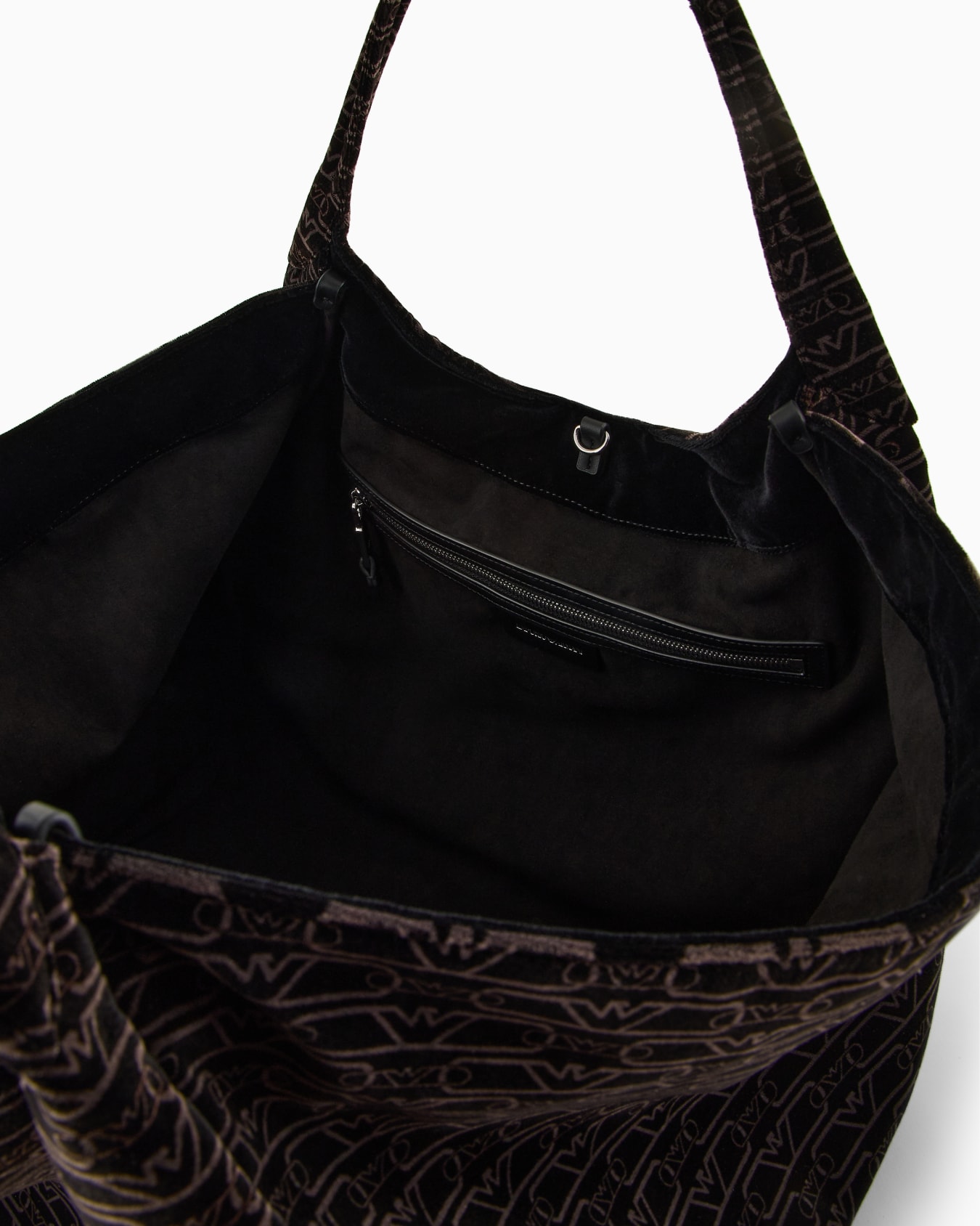 Oversized shopper bag in all-over monogram velvet Slide 3