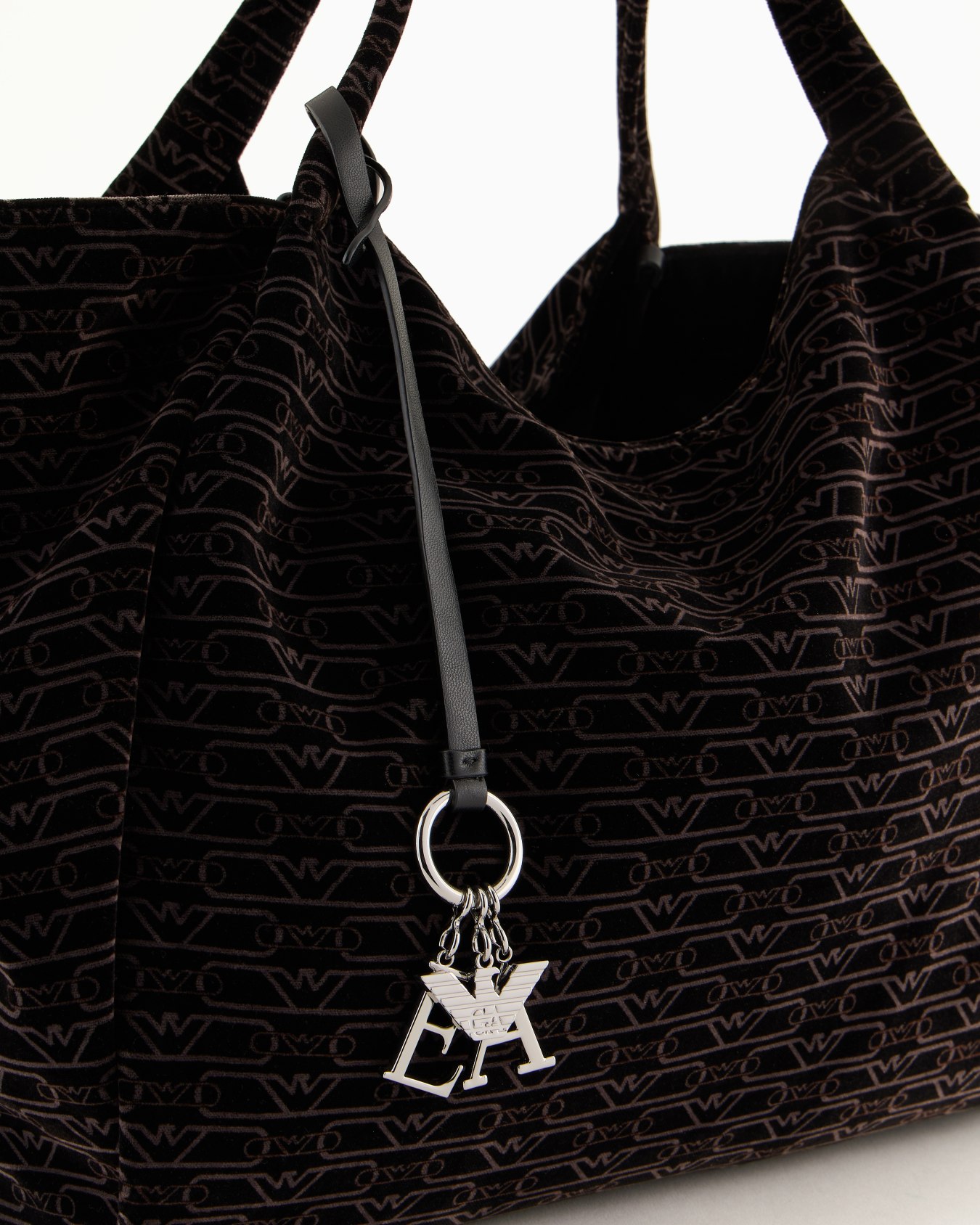 Oversized shopper bag in all-over monogram velvet Slide 4