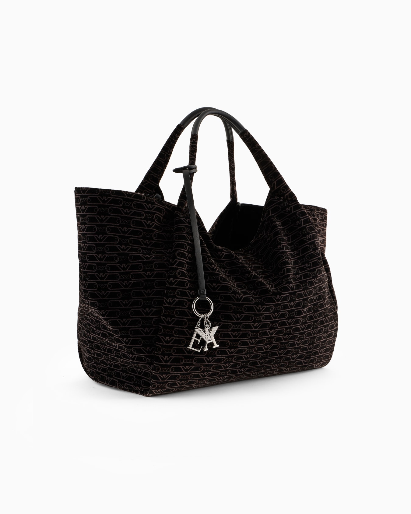 Oversized shopper bag in all-over monogram velvet Slide 1
