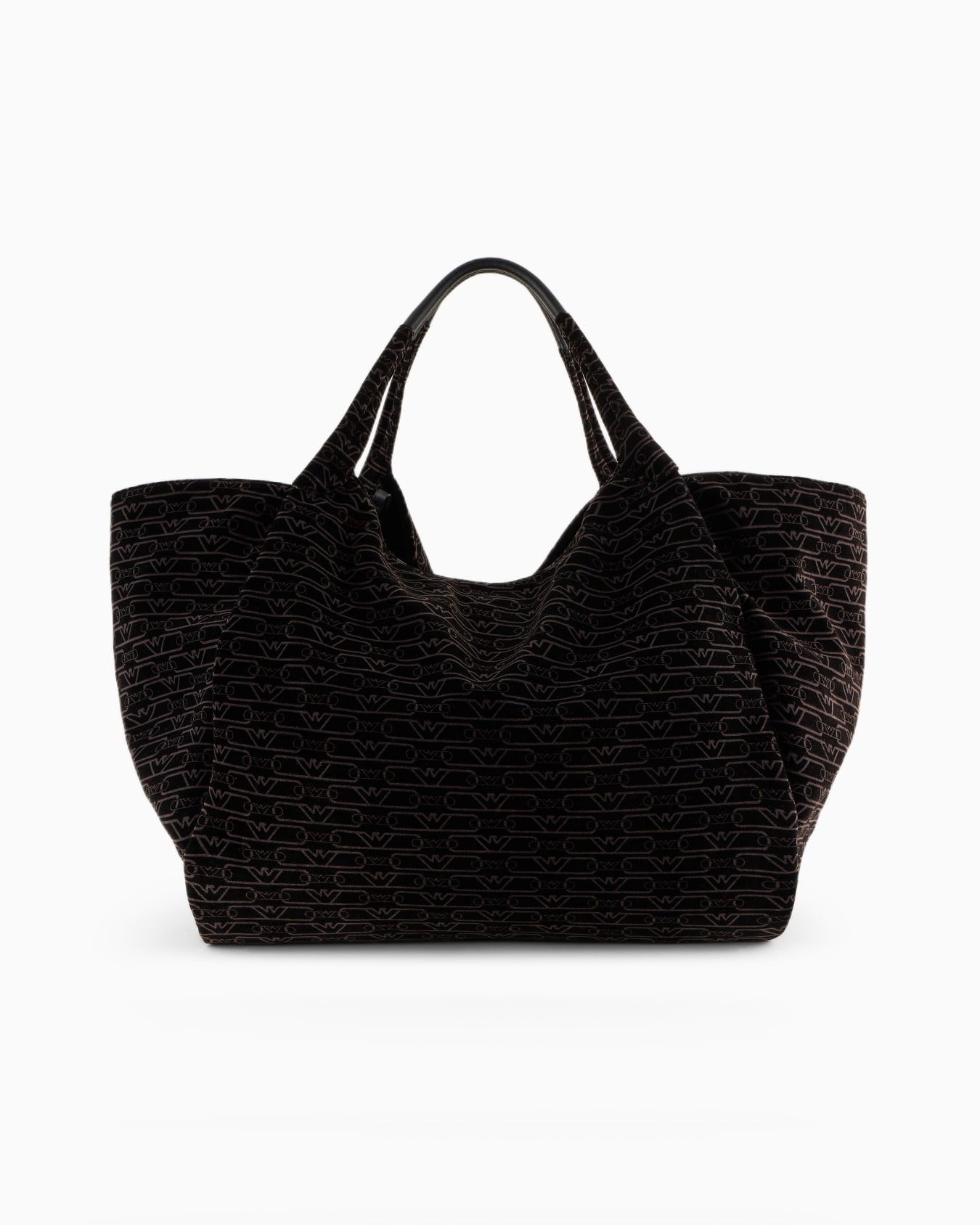 Oversized shopper bag in all-over monogram velvet Slide 2