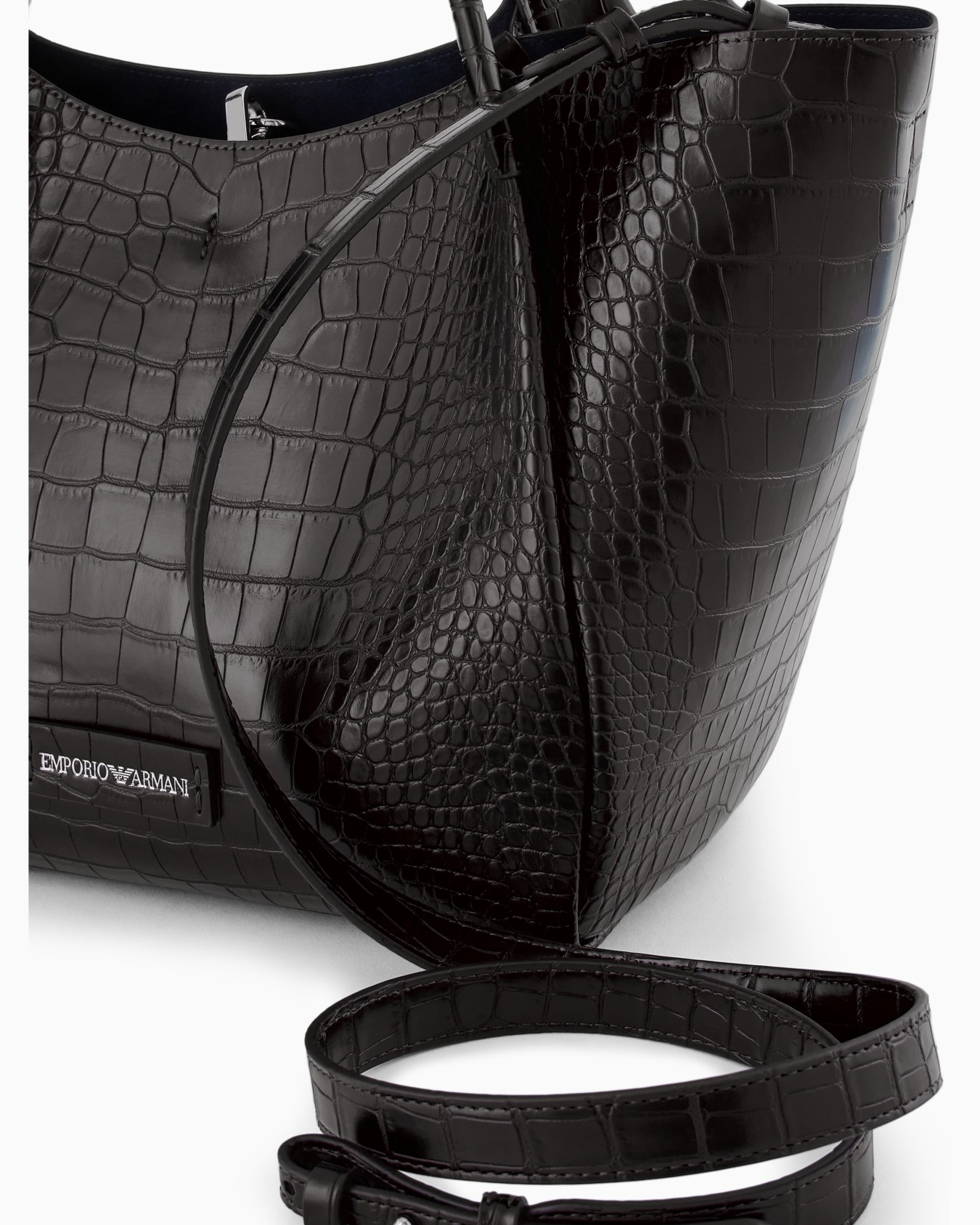 Shopper bag with mock-croc finish and logo charm Slide 4