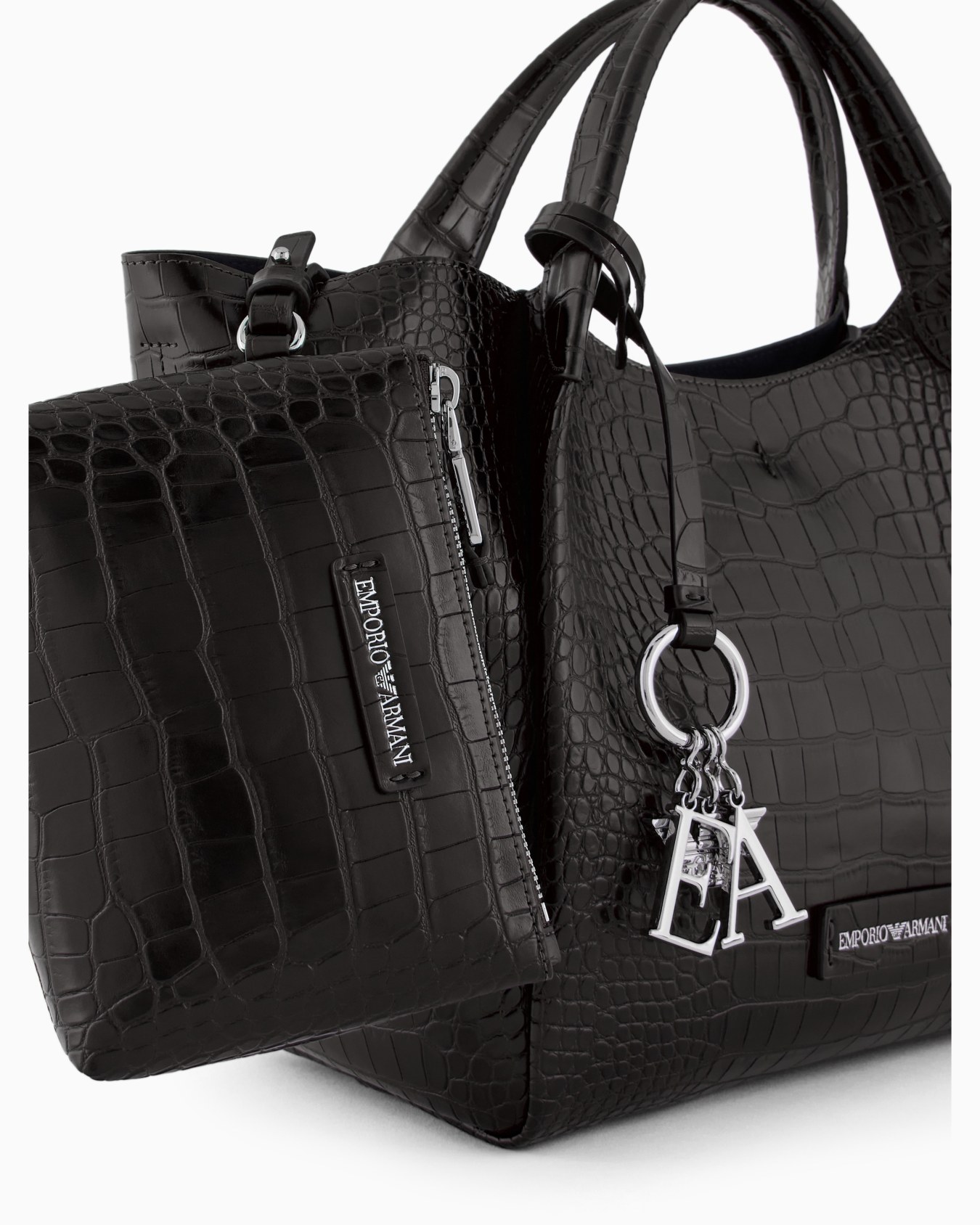 Shopper bag with mock-croc finish and logo charm Slide 5