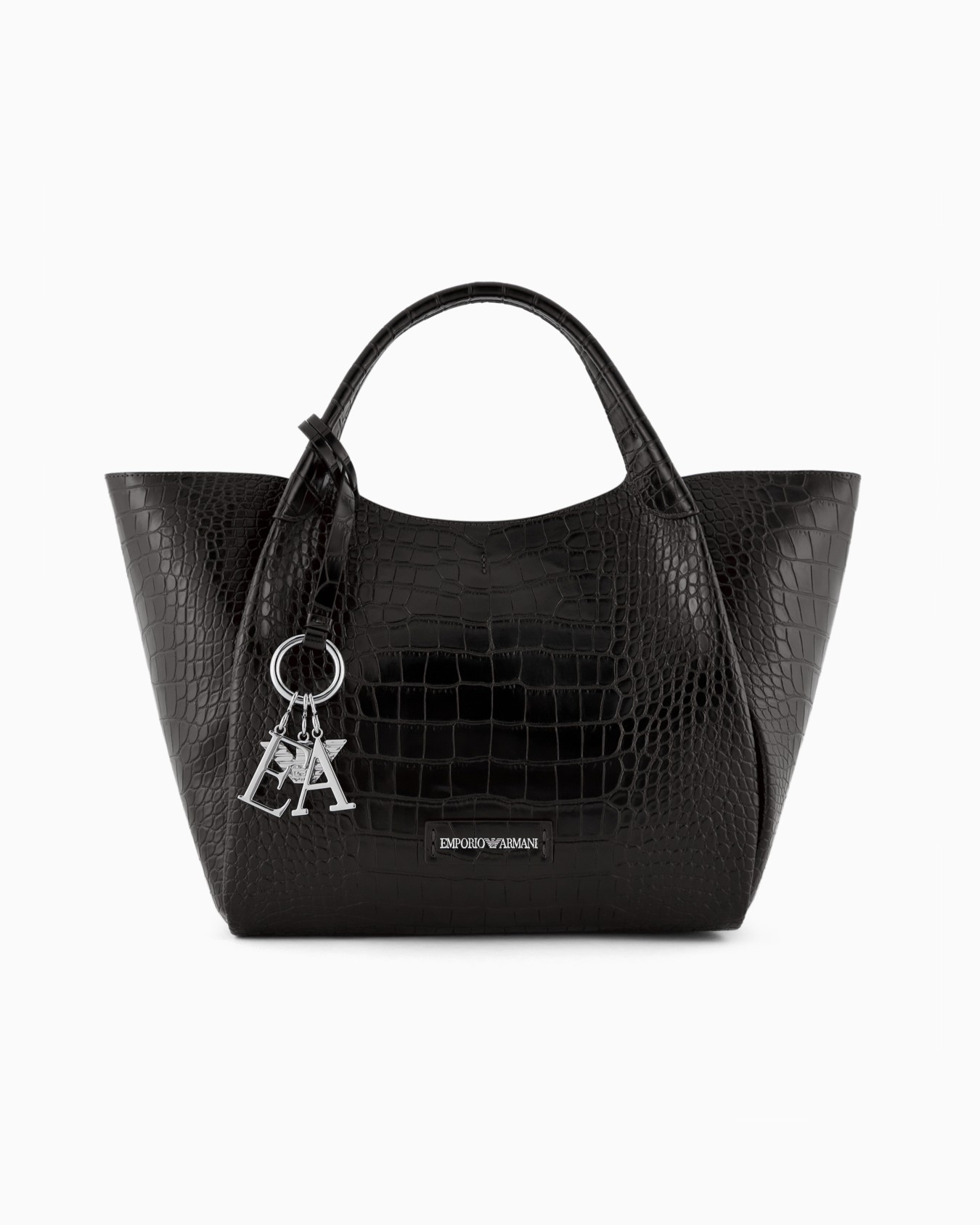 Shopper bag with mock-croc finish and logo charm Slide 0