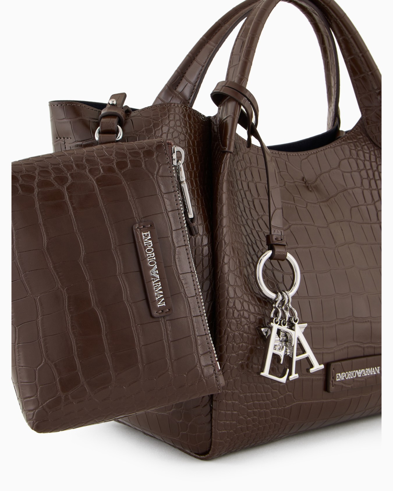 Shopper bag with mock-croc finish and logo charm Slide 5