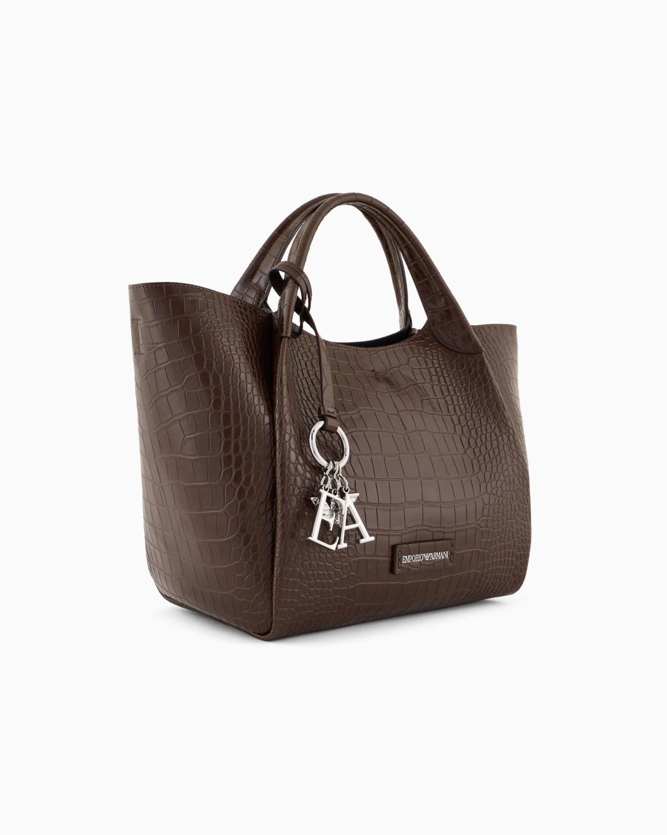 Shopper bag with mock-croc finish and logo charm Slide 1