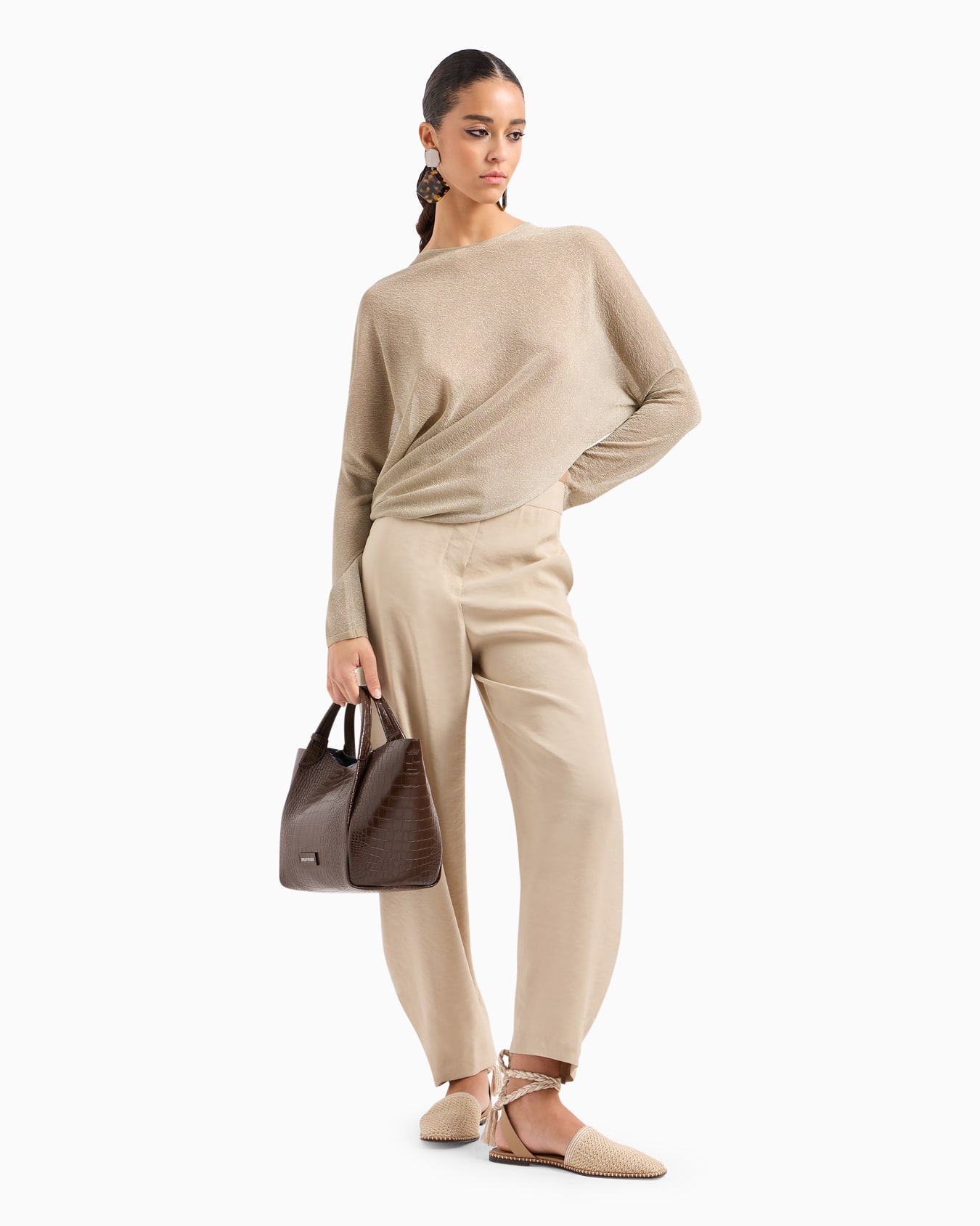 Shopper bag with mock-croc finish and logo charm Slide 6