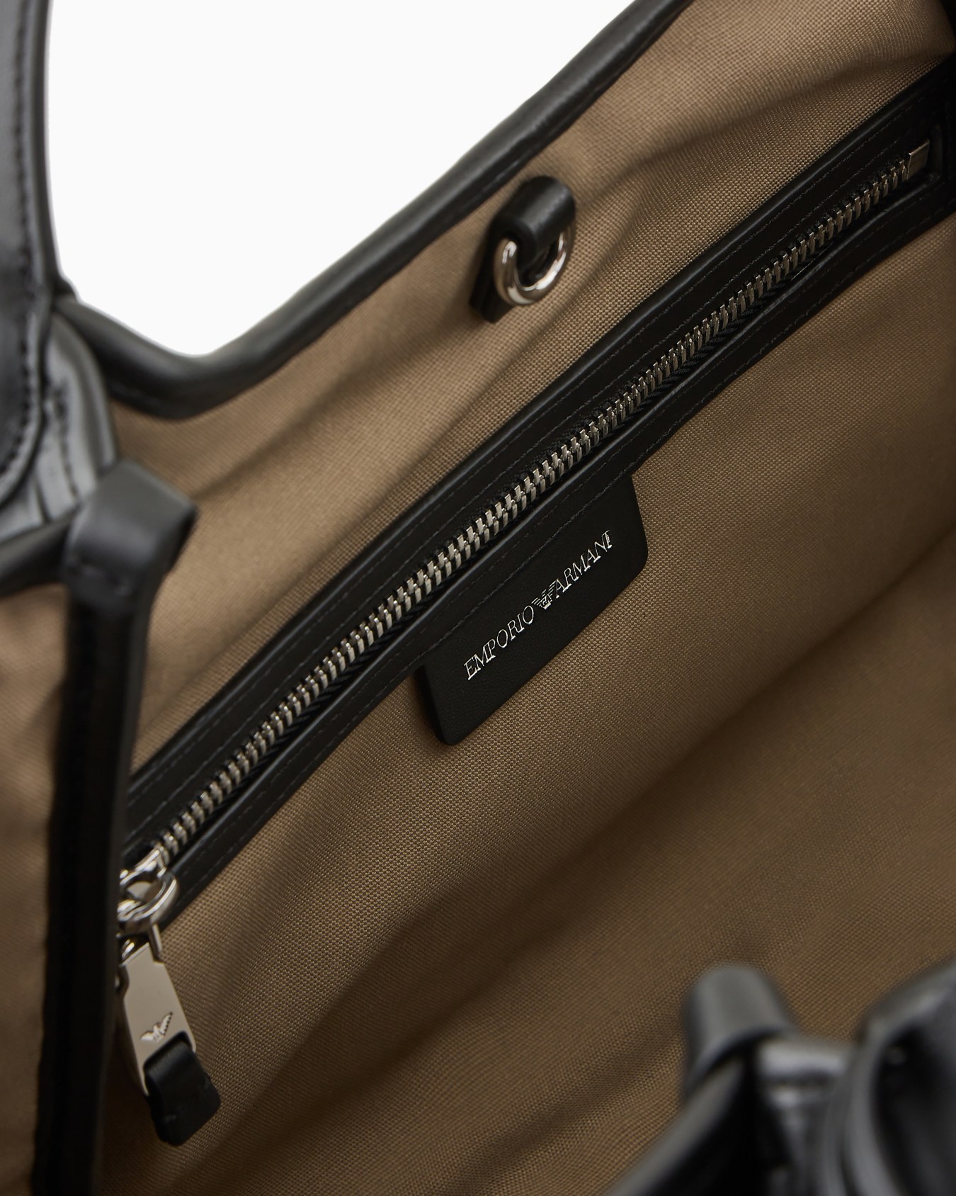 Nappa leather-effect interwoven shopper bag with logo charm Slide 3