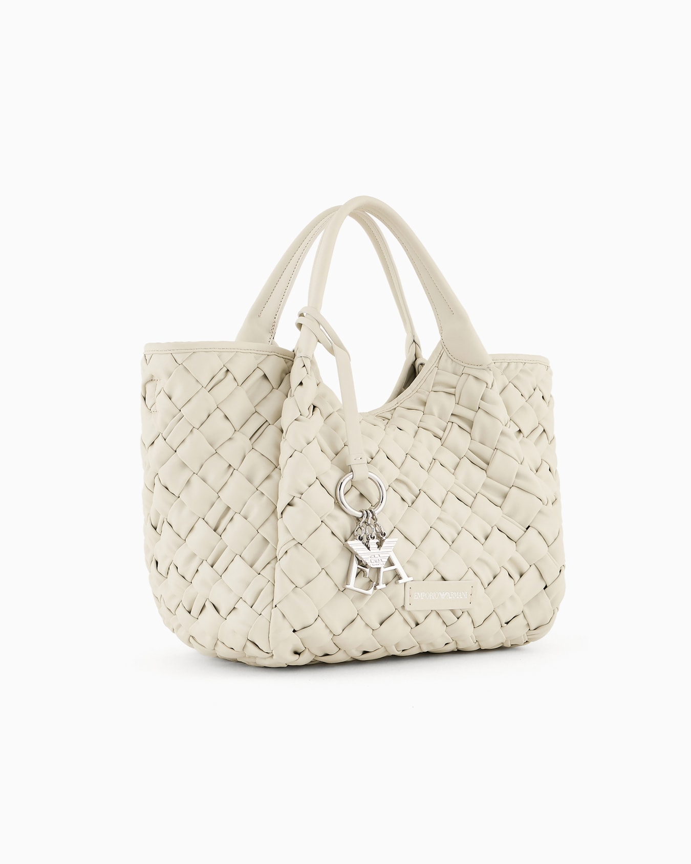 Sac cabas tressé effet nappa avec bijou de sac à logo Diapositive 1