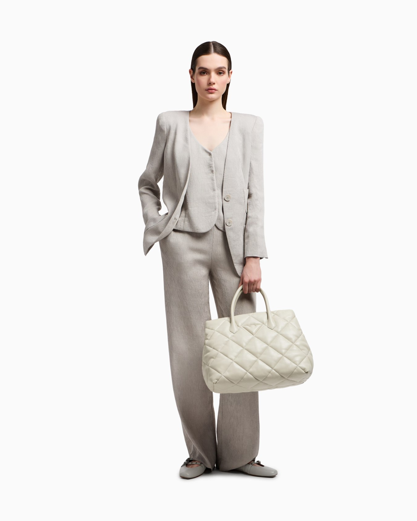 Quilted nappa leather-effect large handbag Slide 5