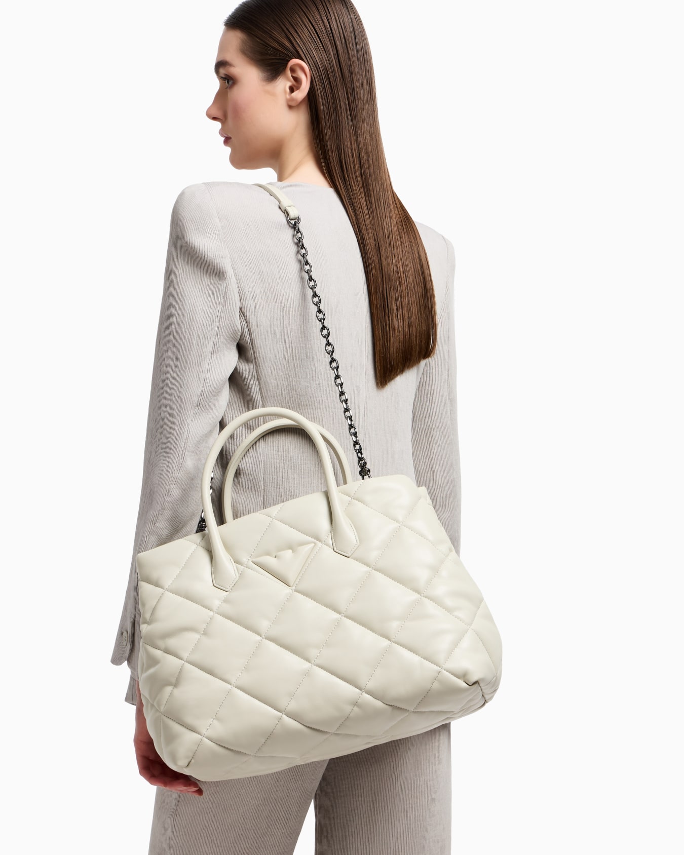 Quilted nappa leather-effect large handbag Slide 6
