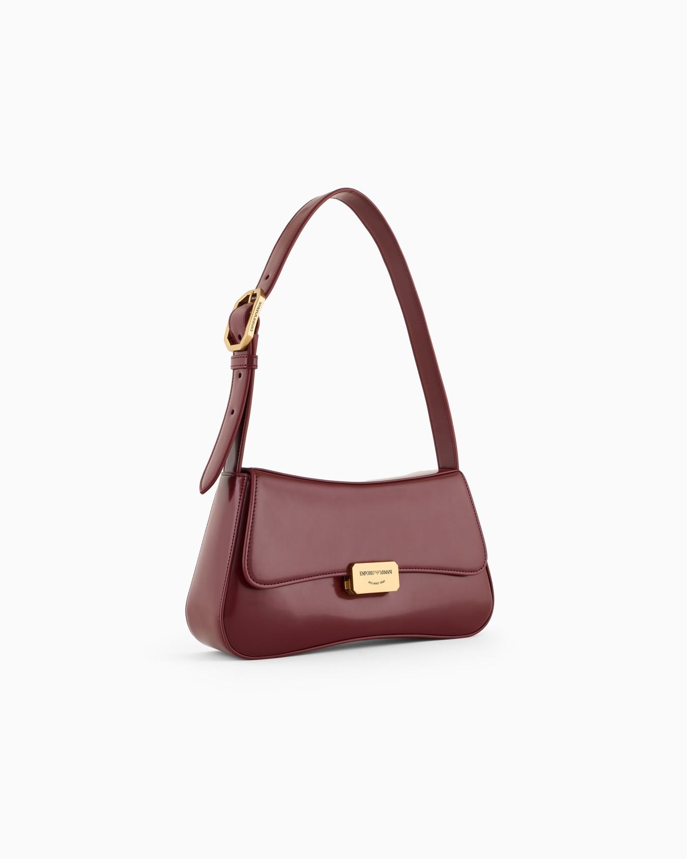 Brushed-finish baguette shoulder bag Slide 1