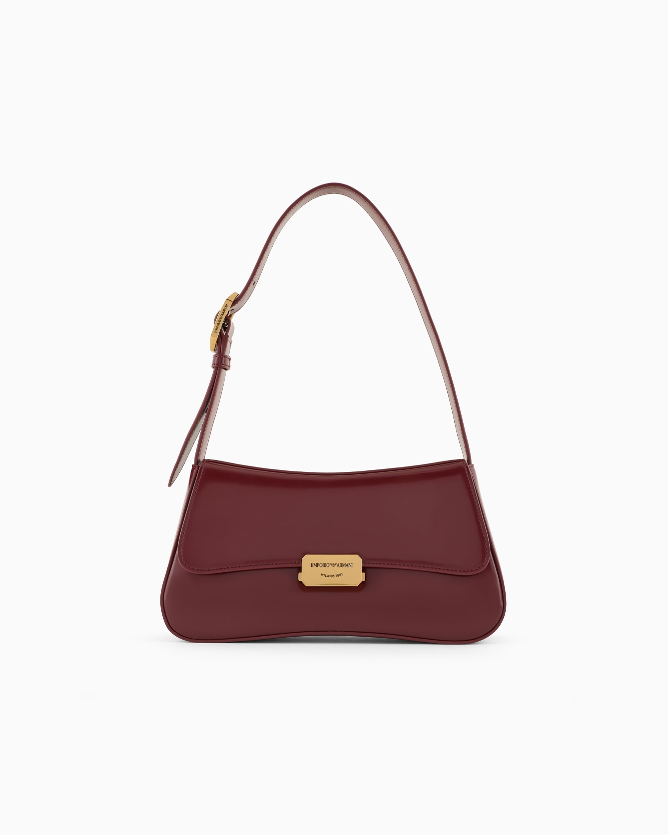 Brushed-finish baguette shoulder bag Slide 0