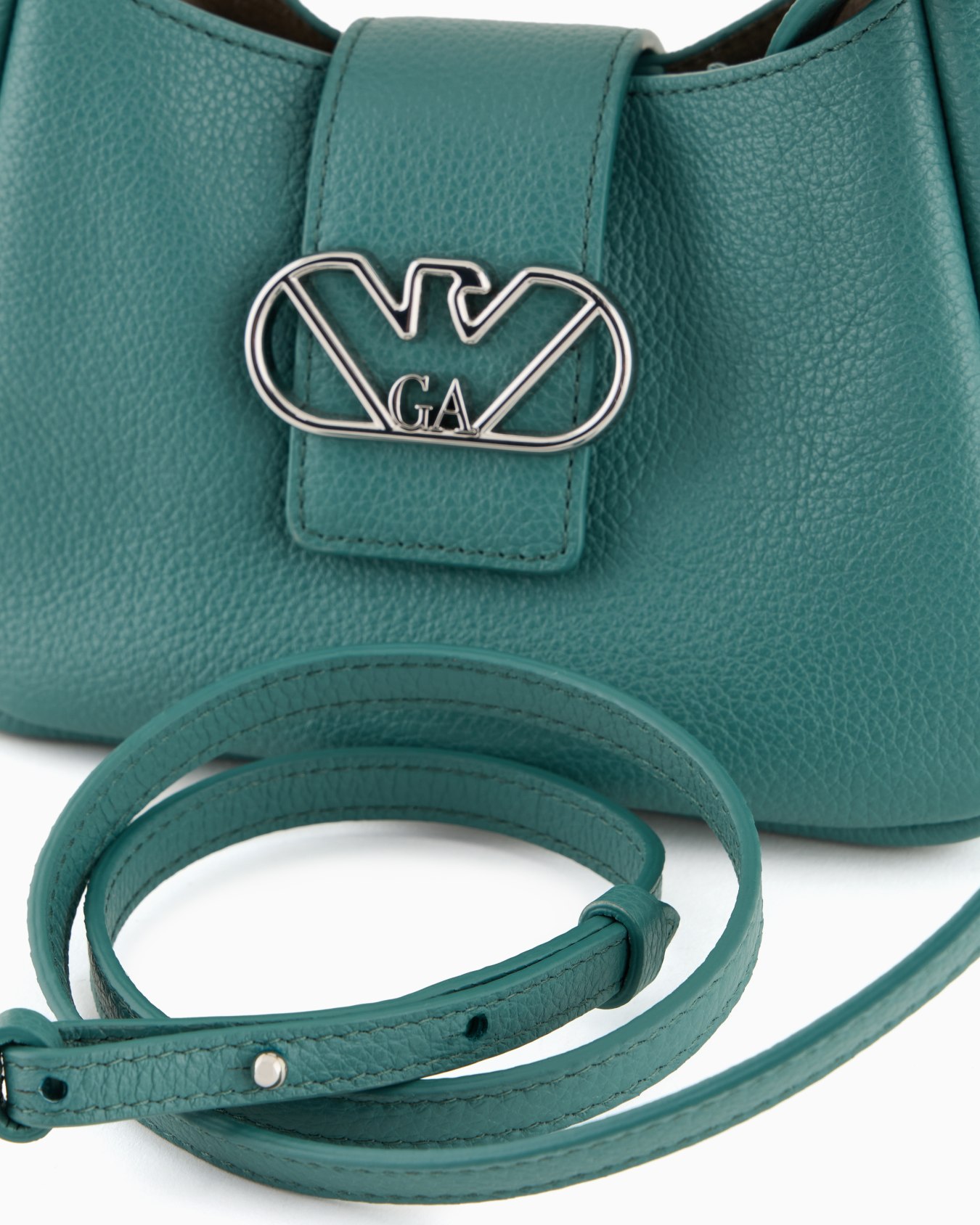 Leather hobo handbag with eagle buckle Slide 4