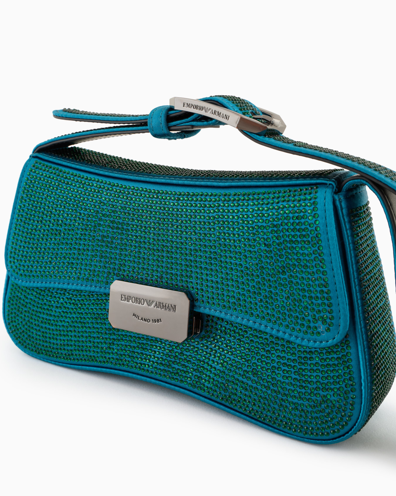 Satin shoulder bag with rhinestones Slide 4