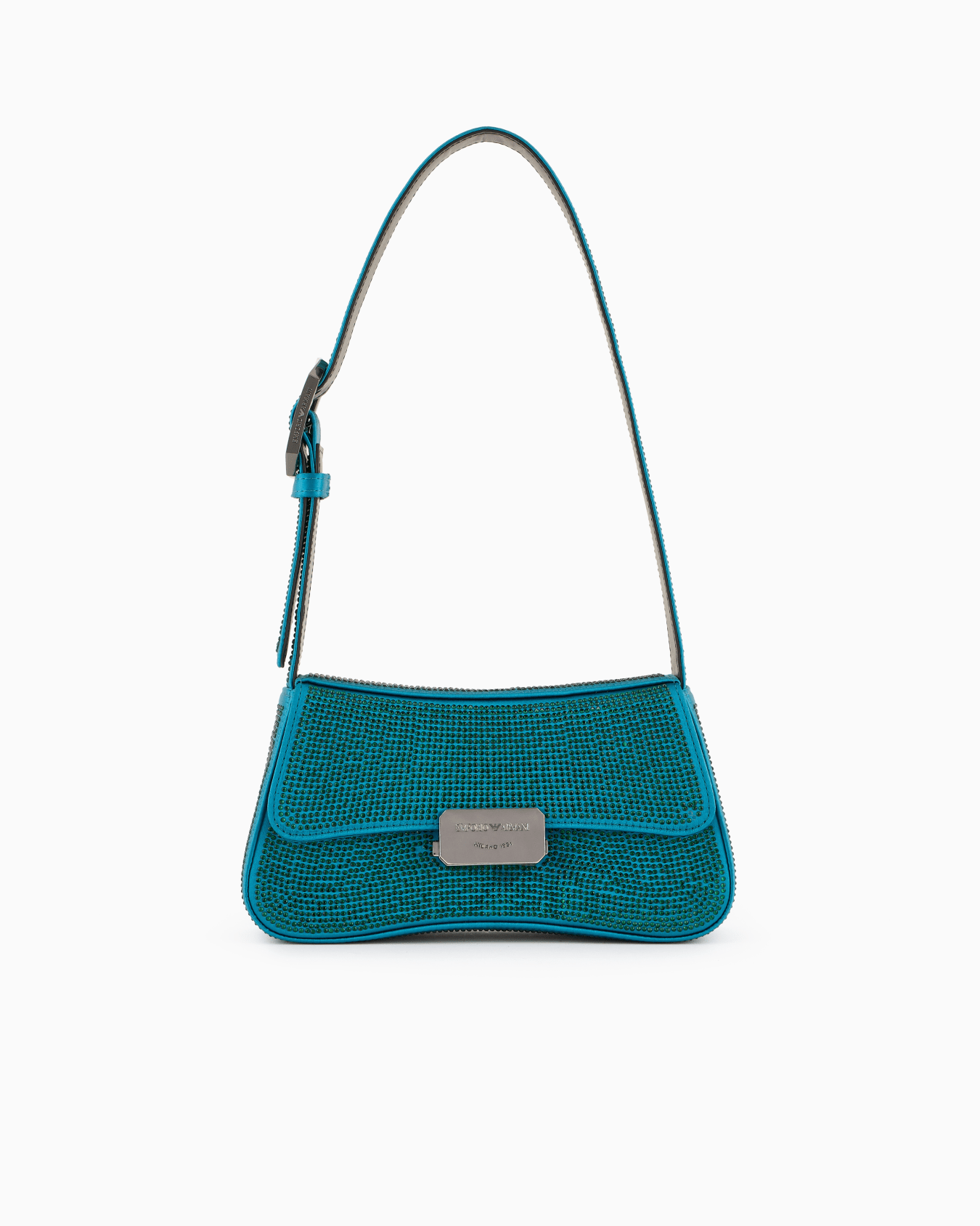 Satin shoulder bag with rhinestones Slide 0