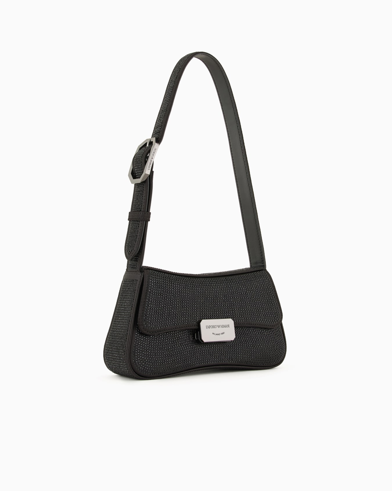 Satin shoulder bag with rhinestones Slide 1