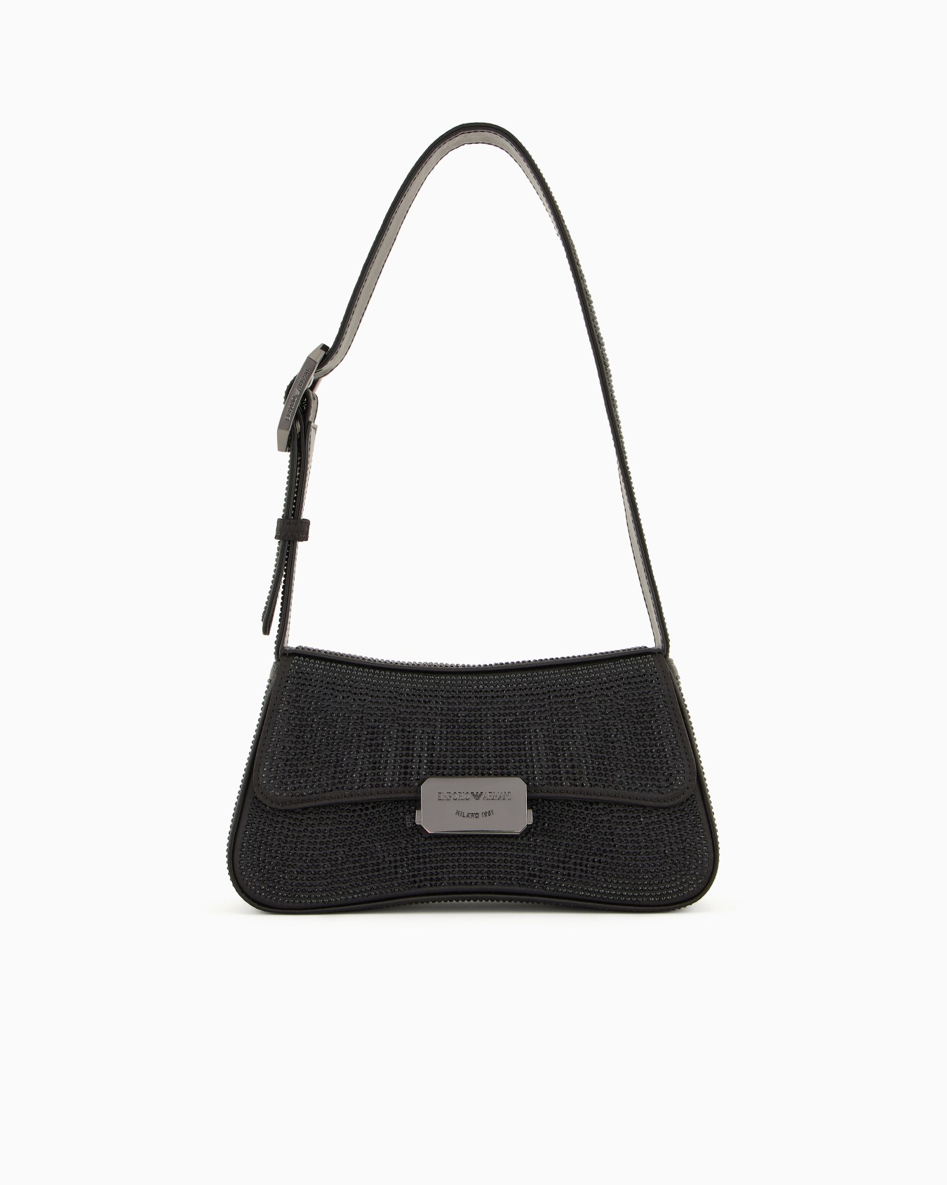 Satin shoulder bag with rhinestones Slide 0