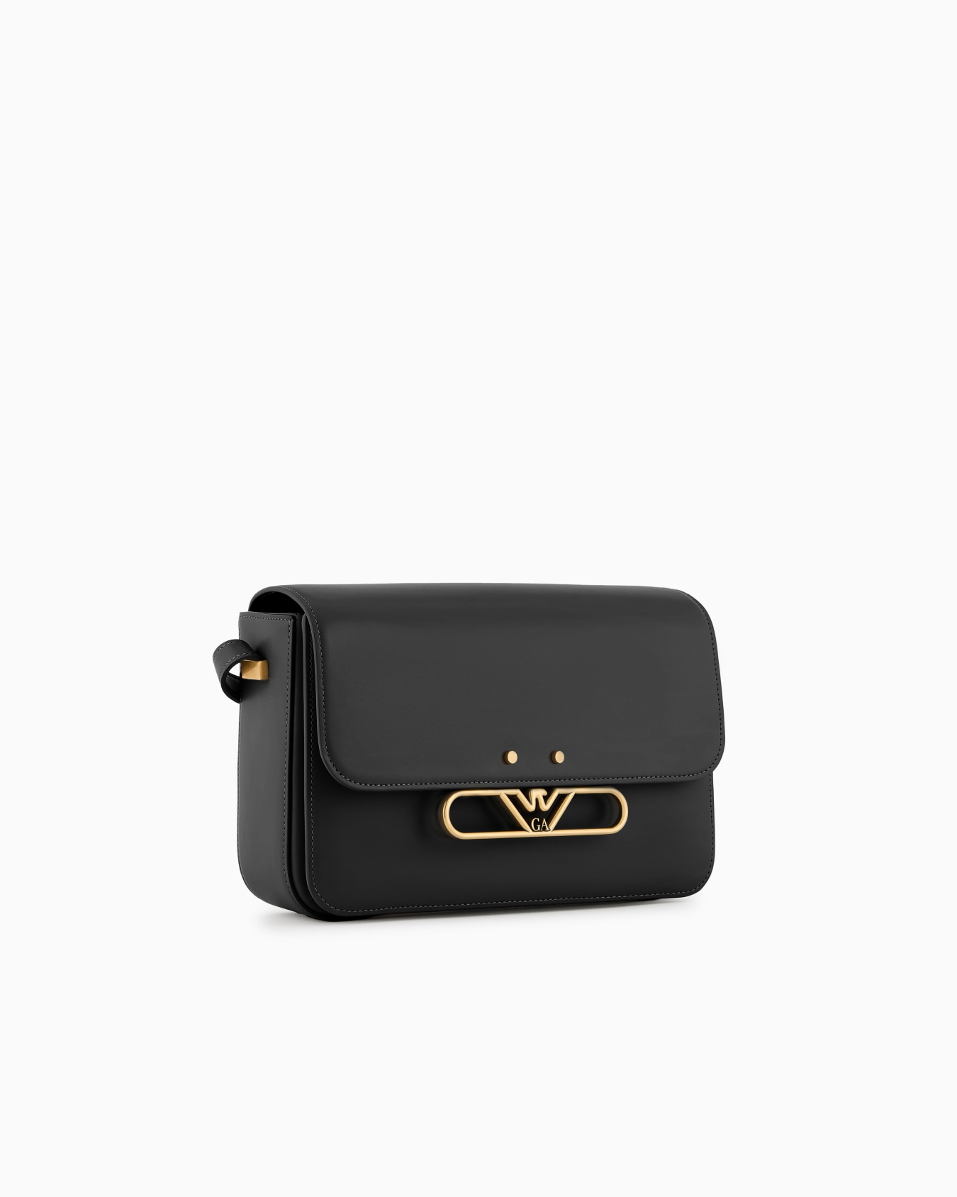 Sac porté épaule en cuir lisse avec logo aigle en métal Diapositive 1